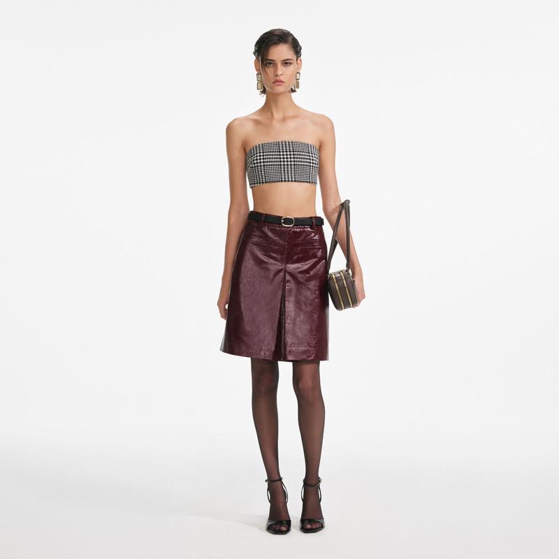 Burgundy Leather Mini Skirt - 1