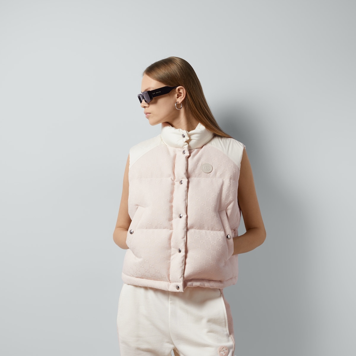 GG cotton canvas padded vest - 5