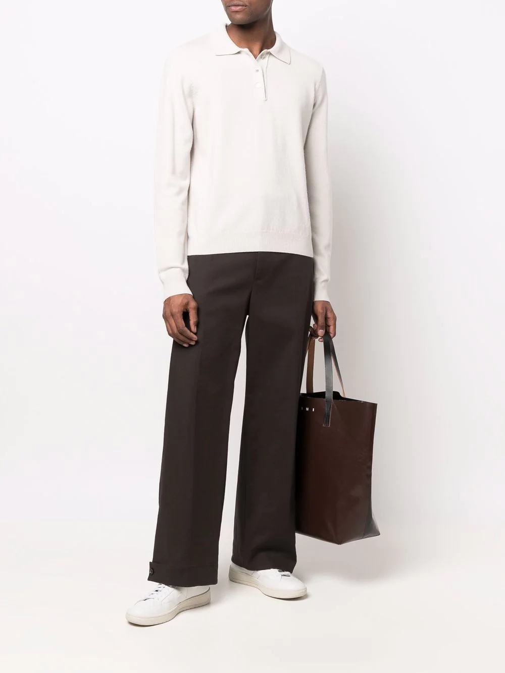 polo-collar cashmere-blend jumper - 2
