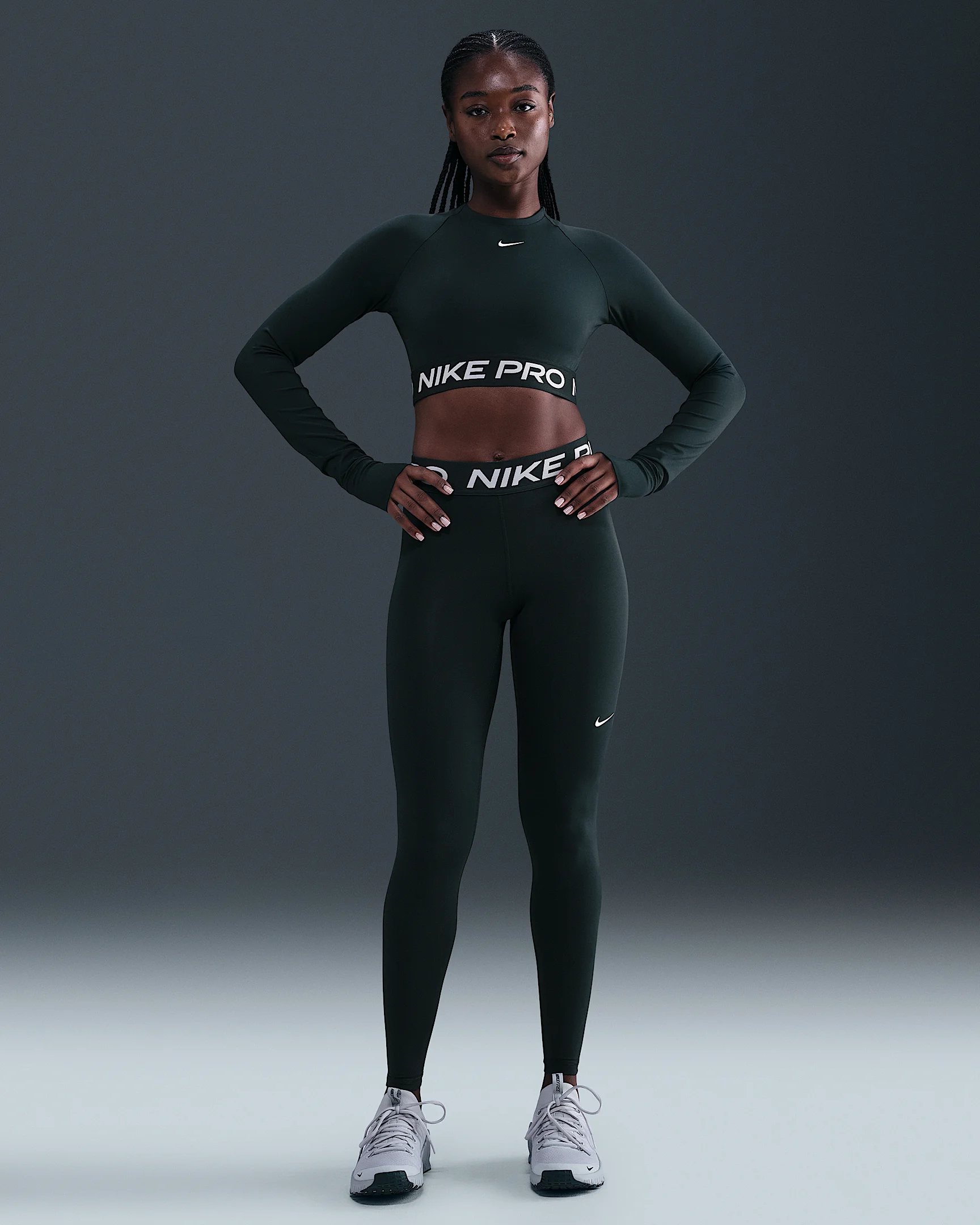 Nike Pro Women's Mid-Rise Mesh-Paneled Leggings - 1