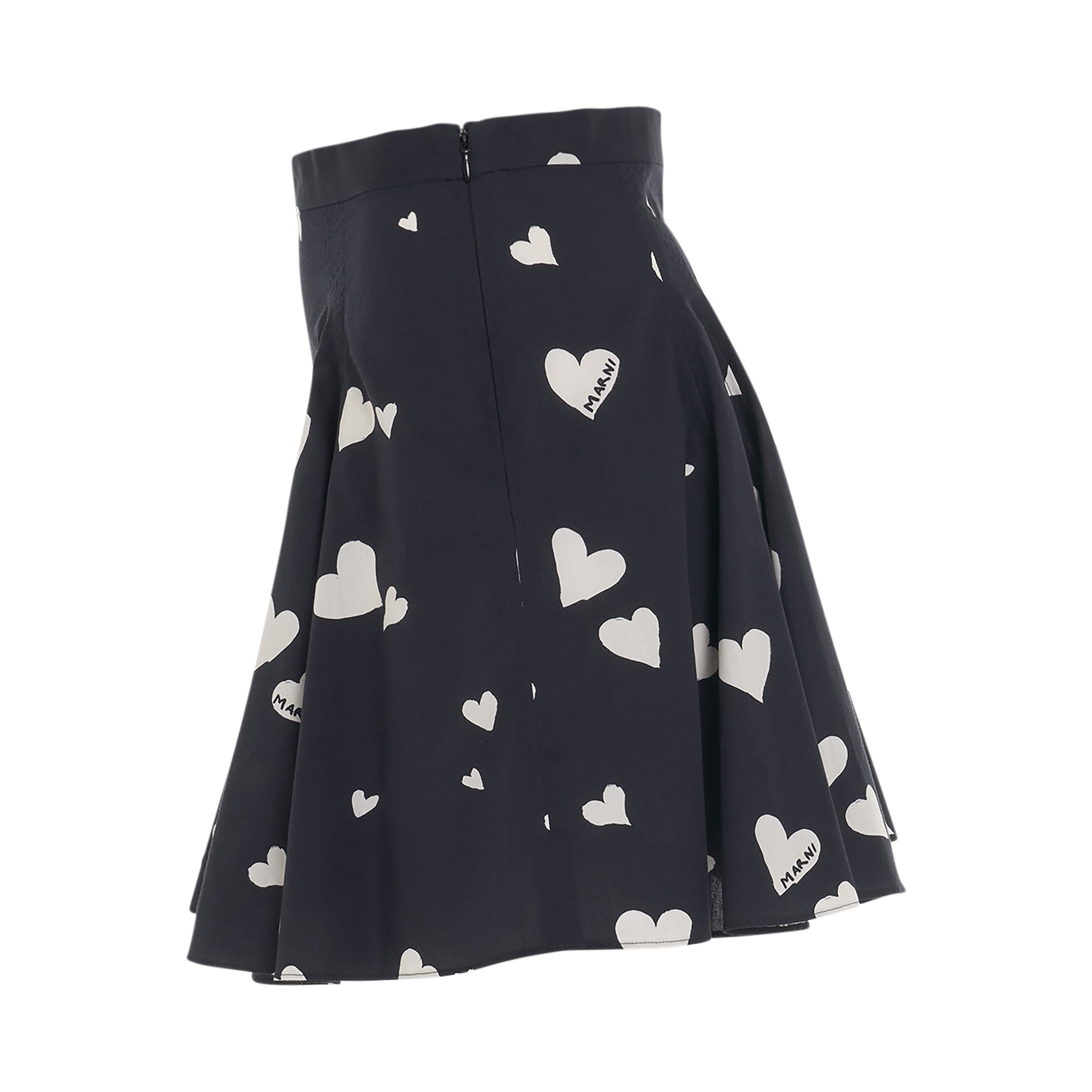 Heart-Printed Mini Skirt in Black - 3