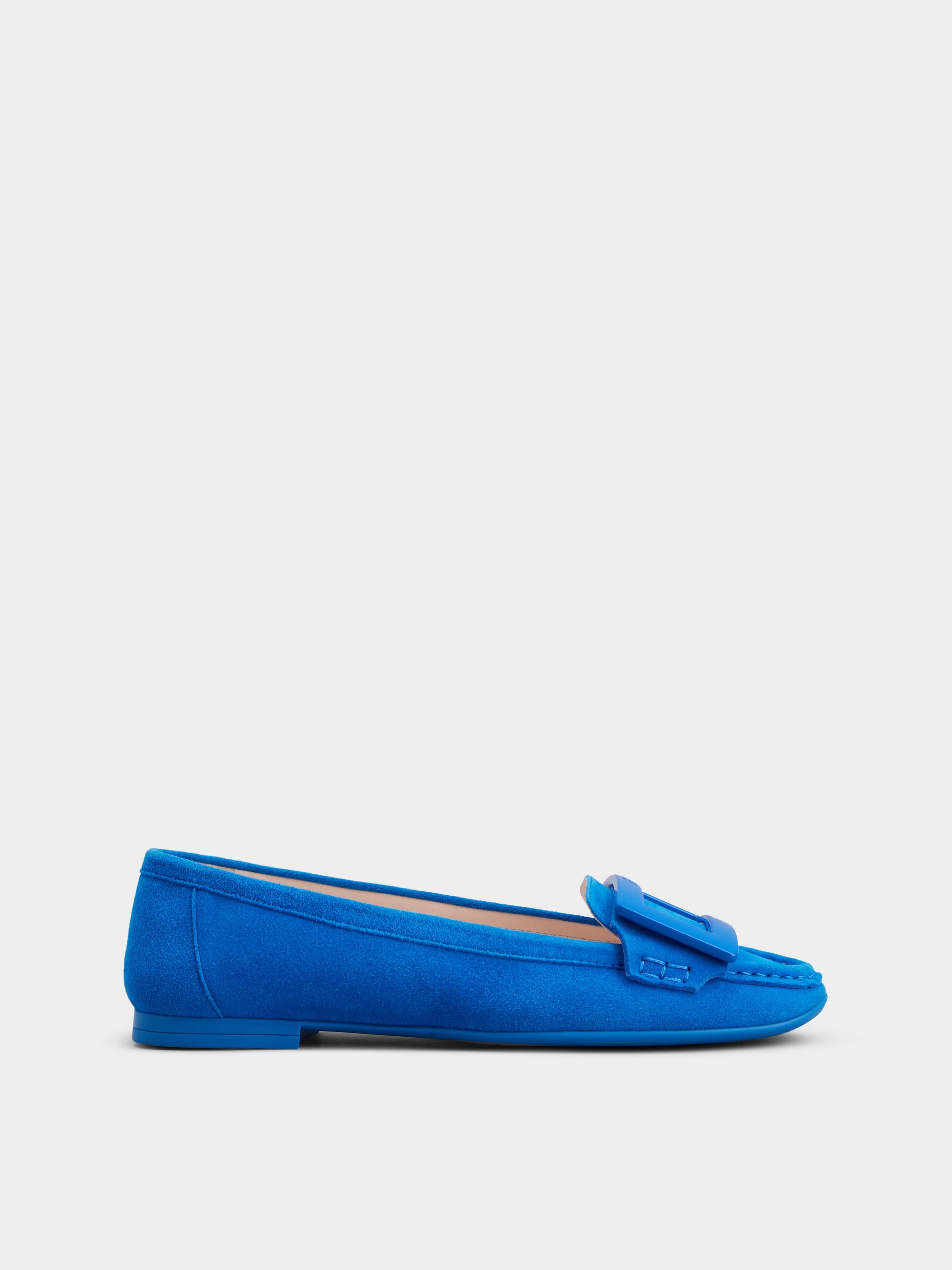 Lacquered Buckle Loafers  in Suede - 1