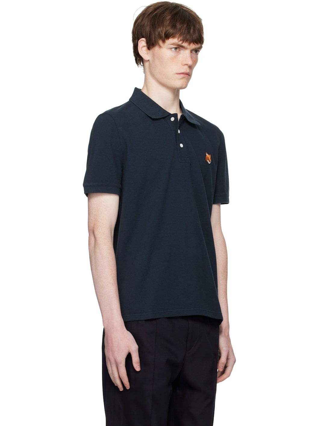 Navy Fox Head Patch Regular Polo - 2