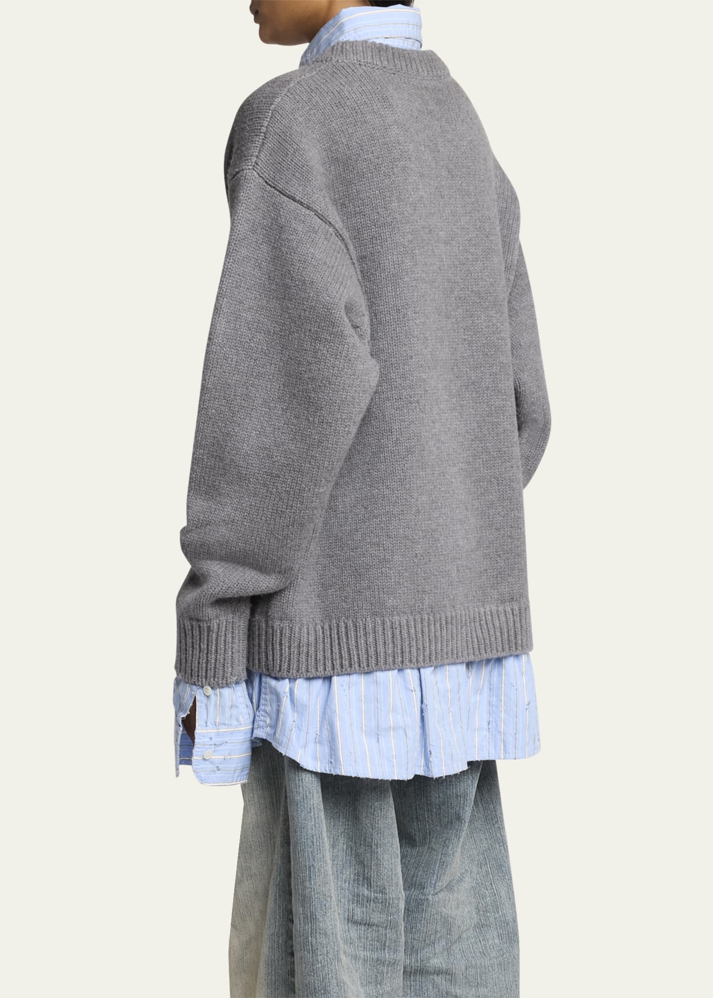 Layered Oversized Cotton Sweater - 3