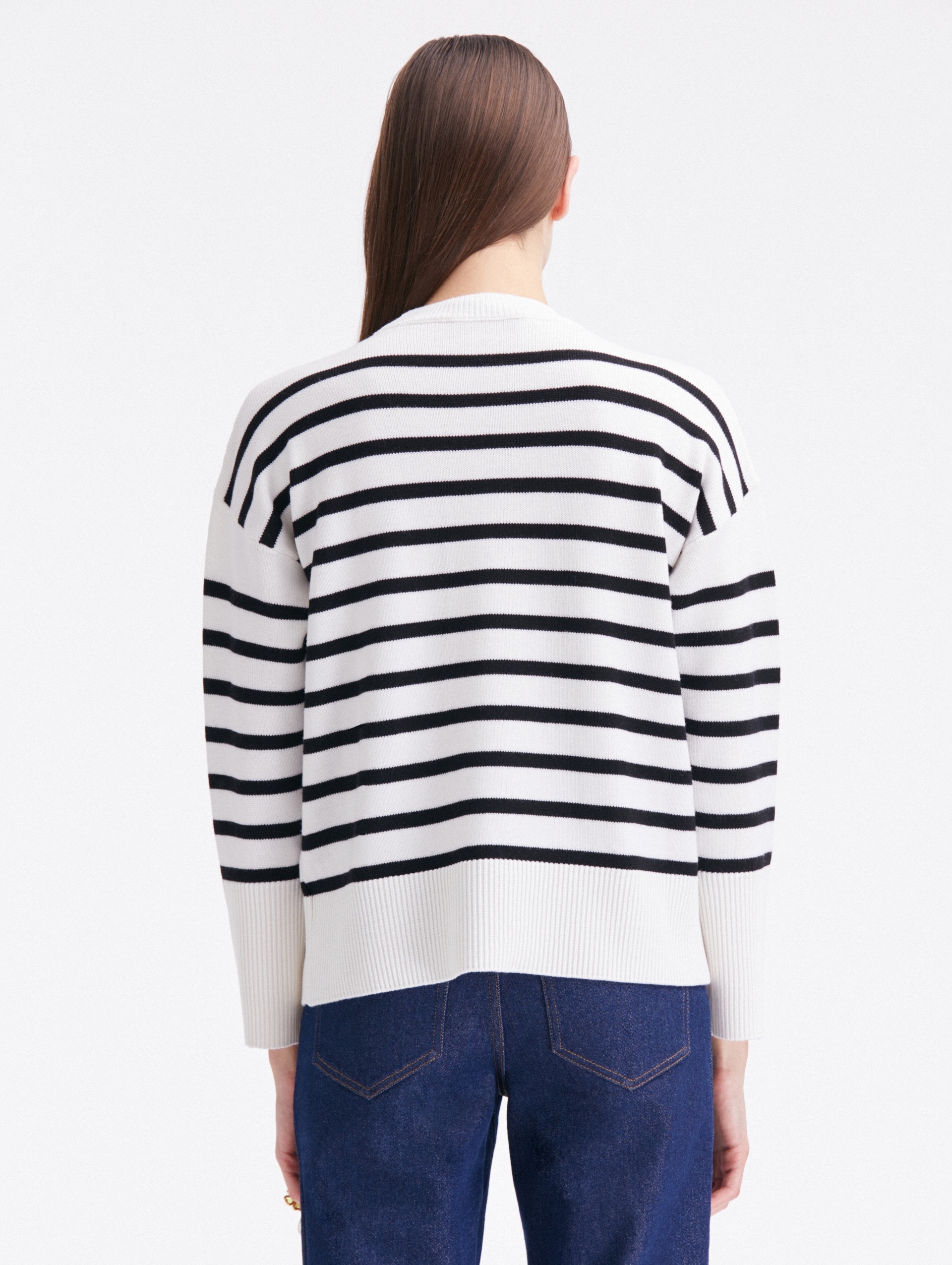 STRIPED GARDENIA THREADWORK PULLOVER - 3