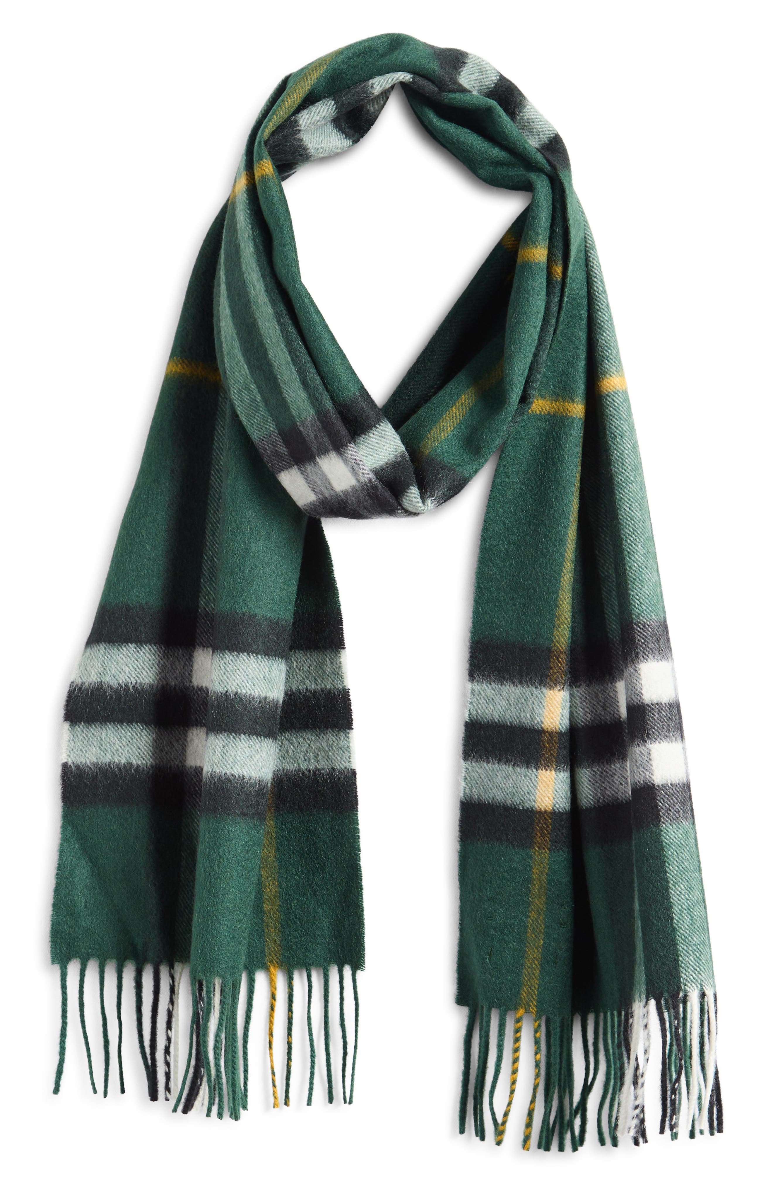 burberry Giant Check Cashmere Scarf in Dark Fern Green at Nordstrom - 3