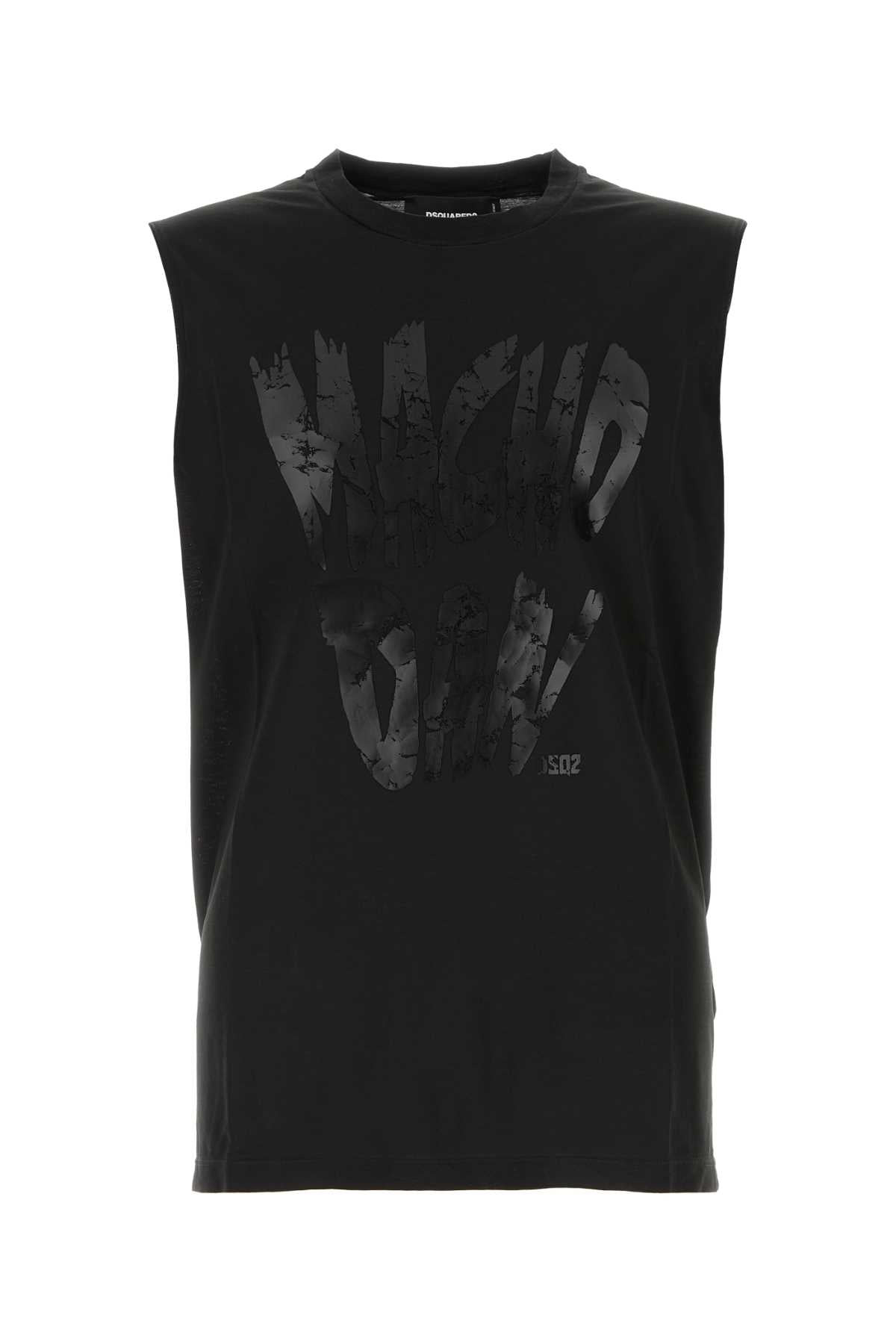 Dsquared Men Black Cotton Tank Top - 1