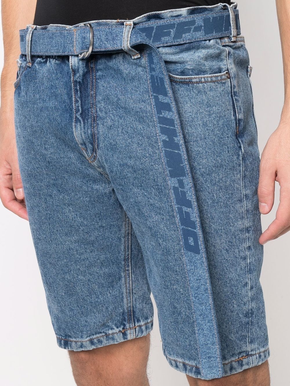 belted denim shorts - 5
