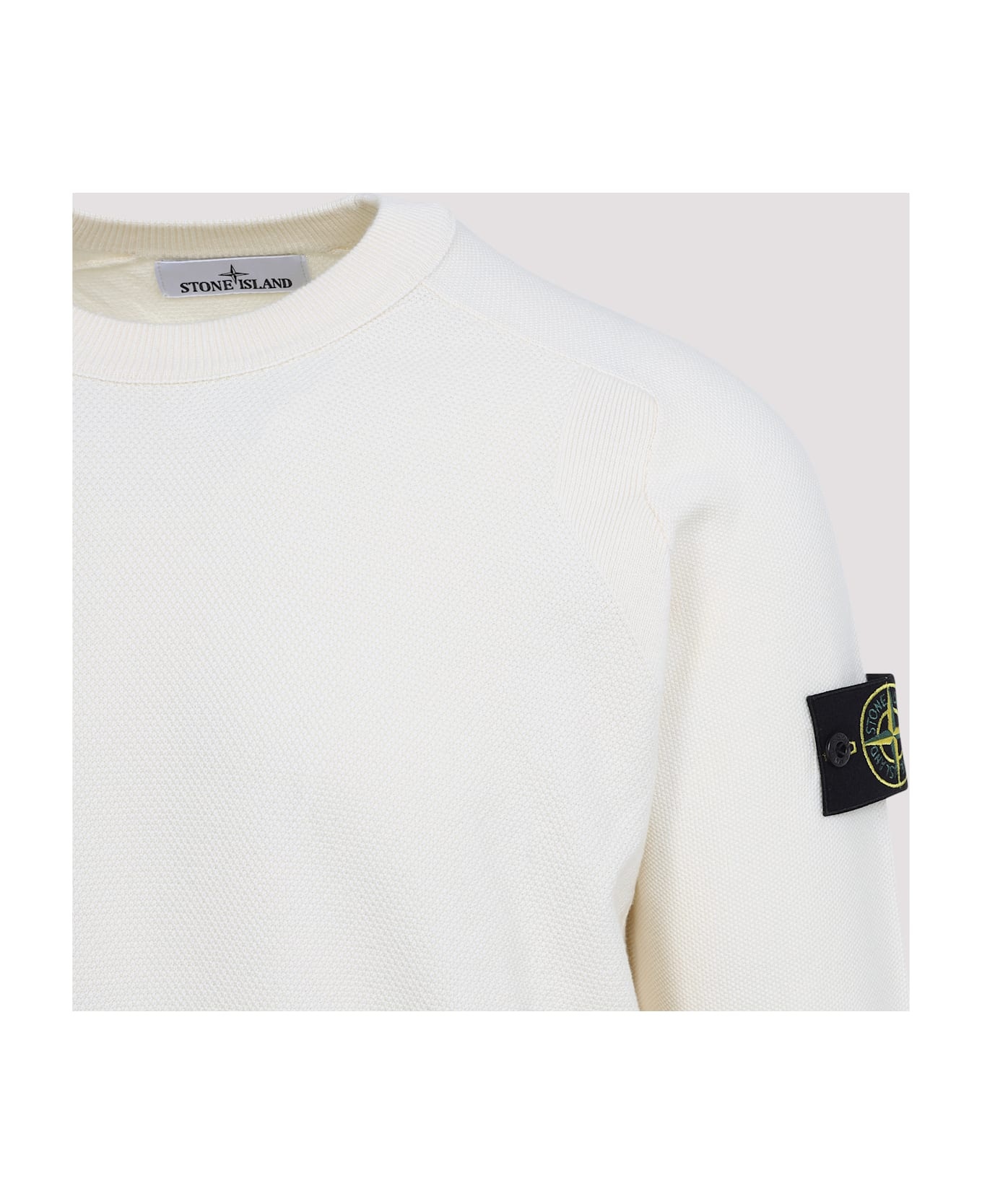White Crewneck T-shirt With Logo Patch On The Sleeve In Cotton Man - 5