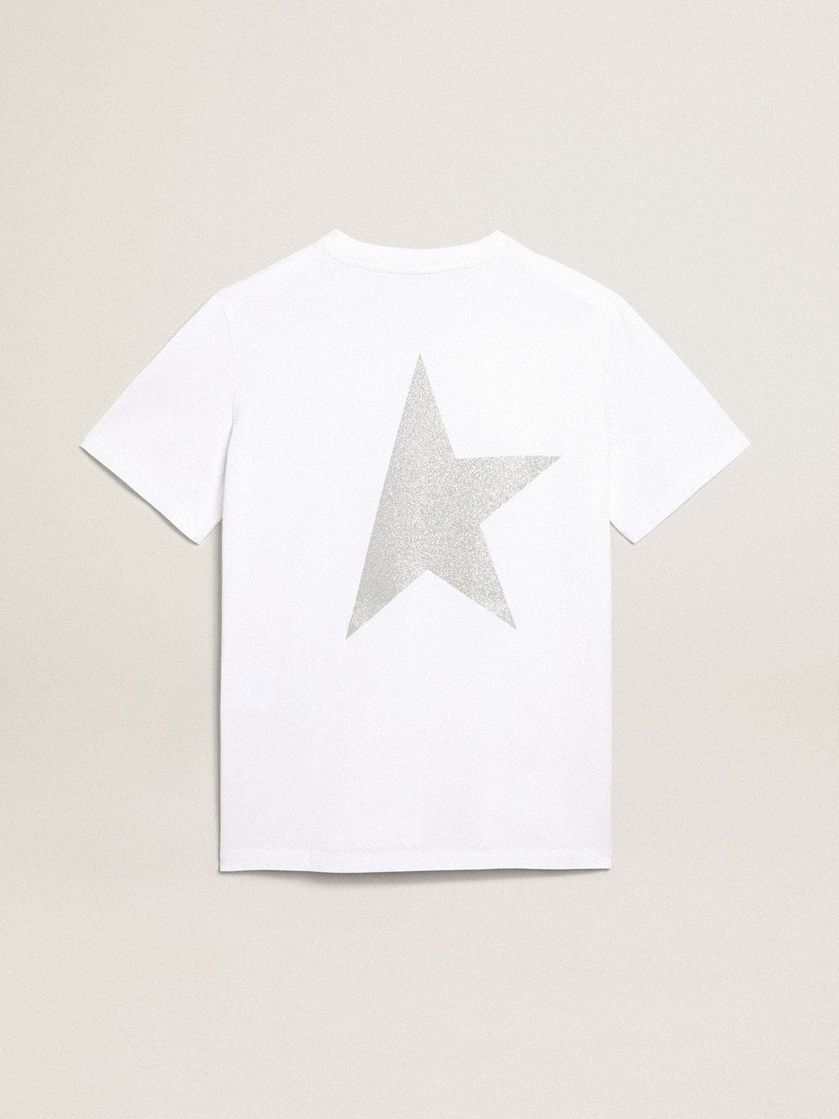 Women's white T-shirt with silver glitter logo and star - 5