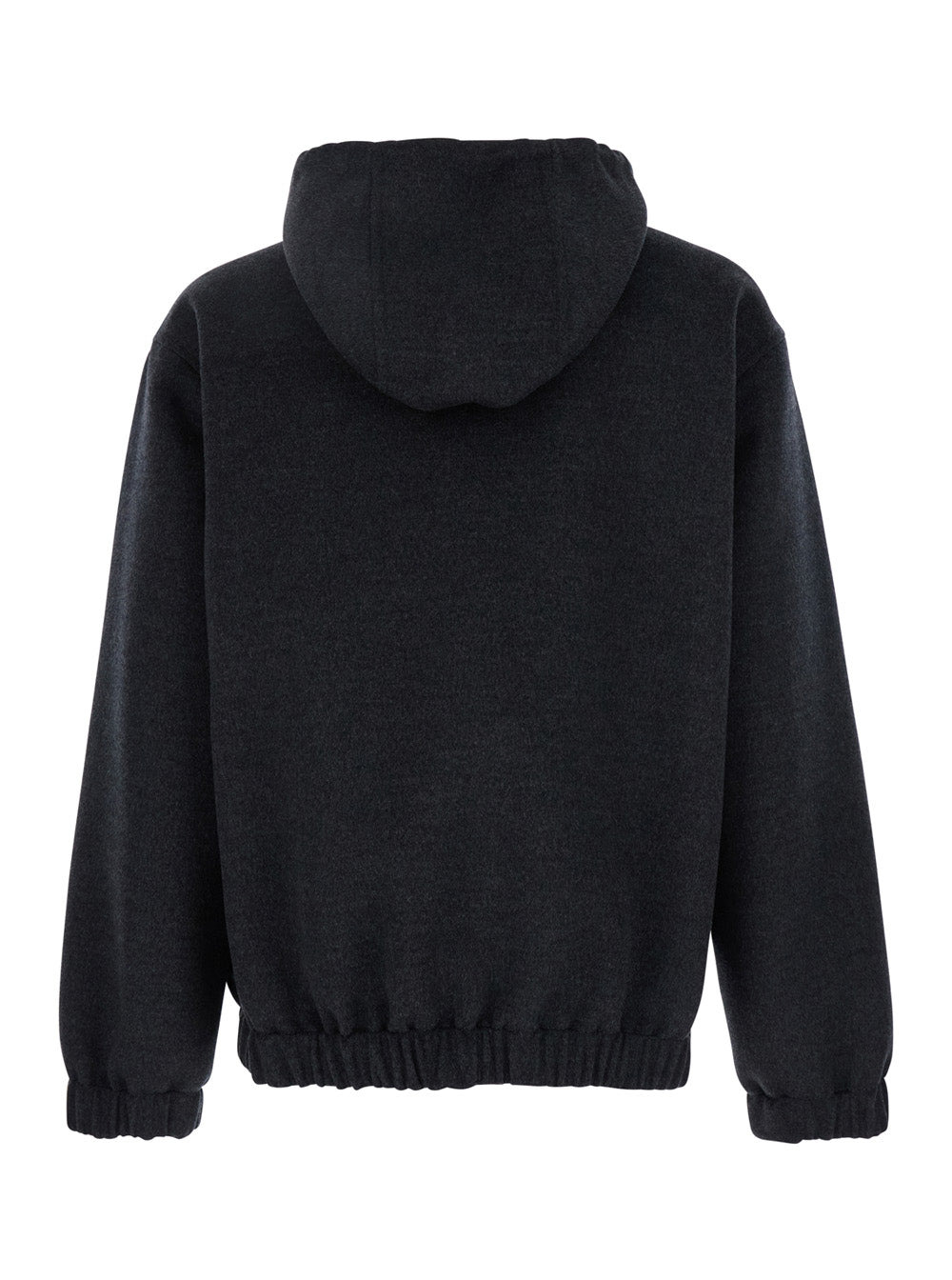 Gucci Men Grey Hooded Jacket With Logo Embroidery On The Front In Wool Man - 2