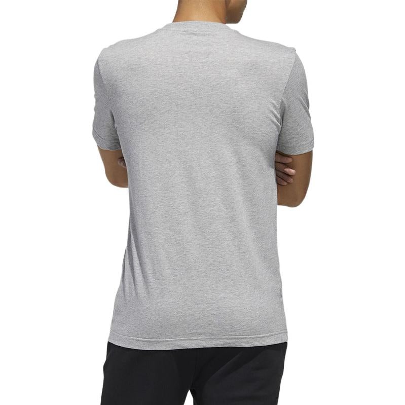 Men's adidas Alphabet Numeric Printing Casual Sports Breathable Round Neck Short Sleeve Gray T-Shirt - 4