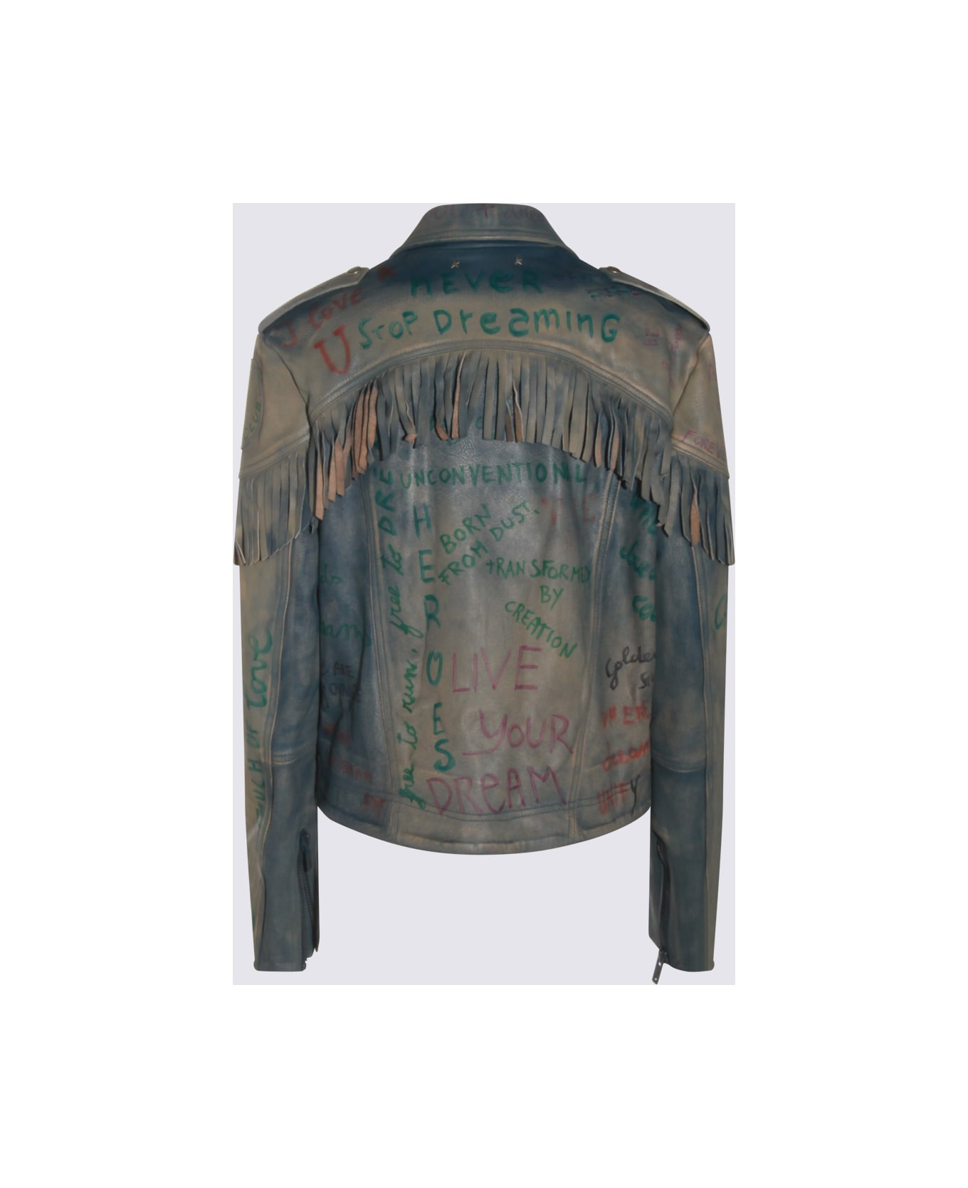 Light Blue Leather Jacket - 2
