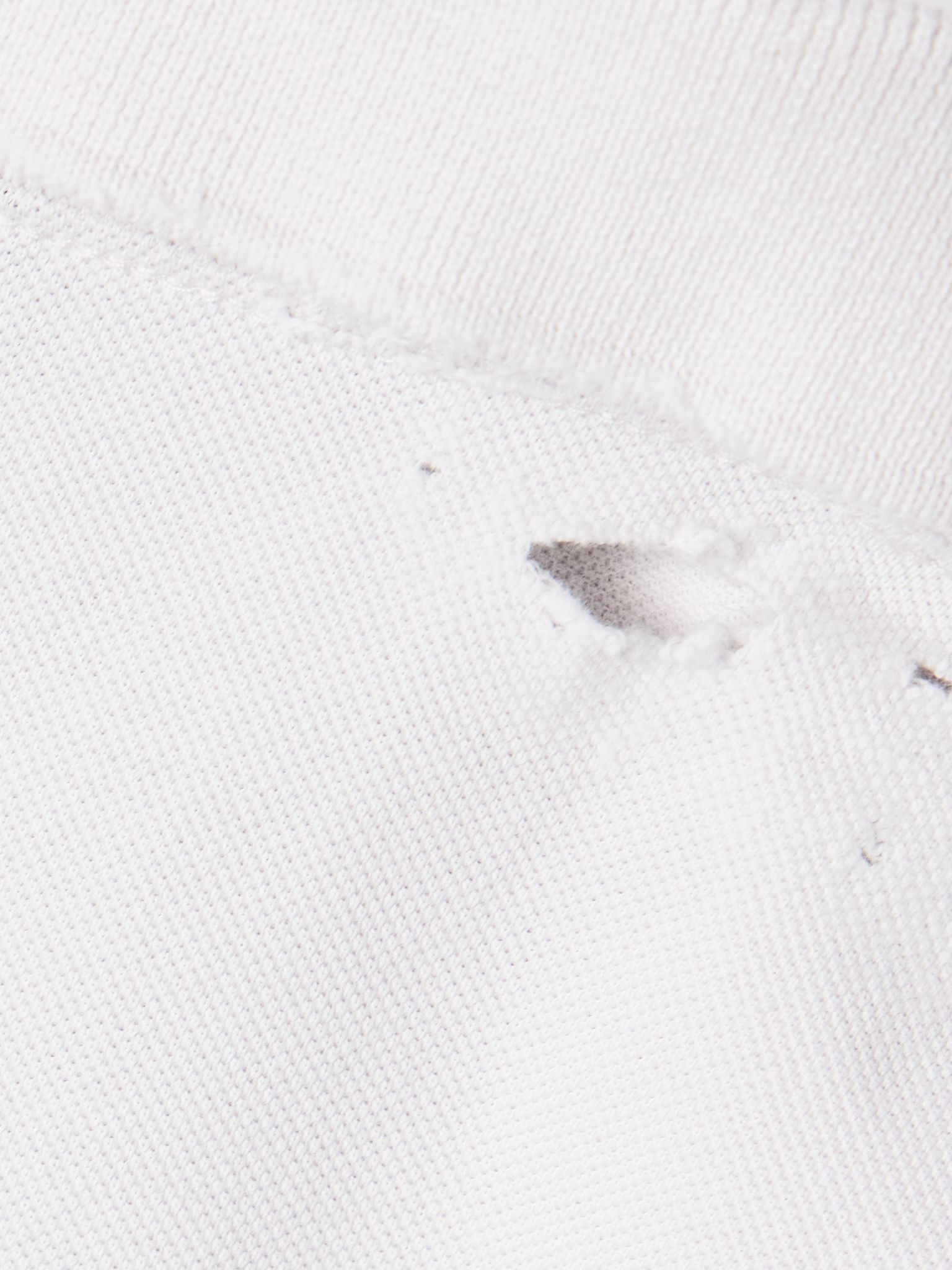 Distressed embroidered cotton-piqué polo shirt Off-white - 4