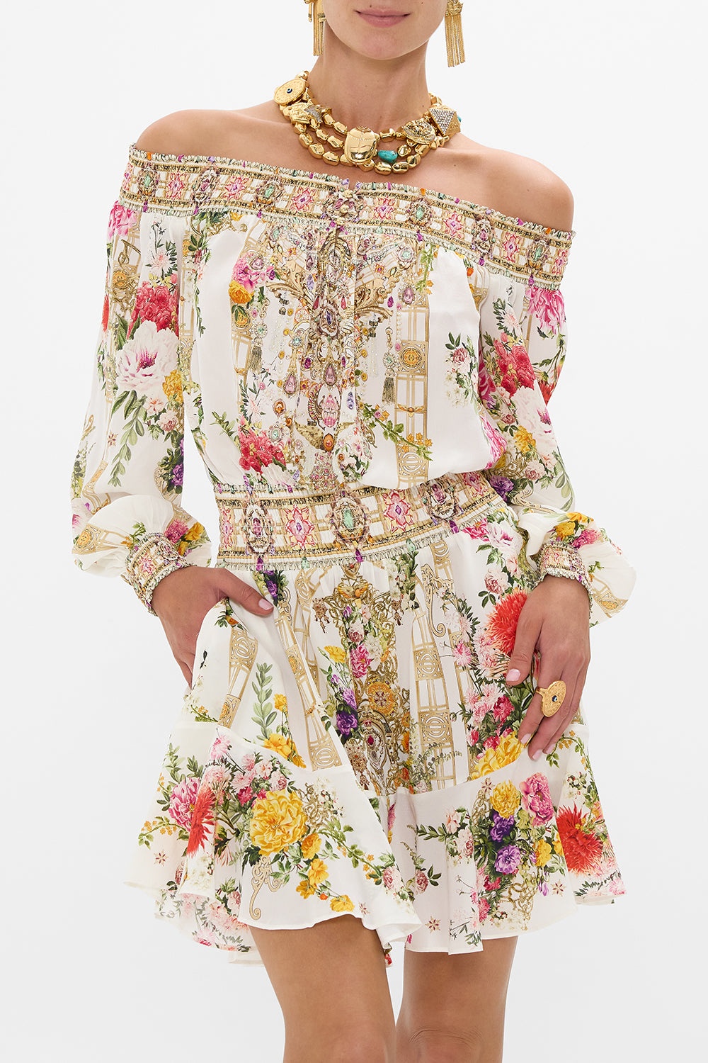 OFF SHOULDER SHORT DRESS - 5