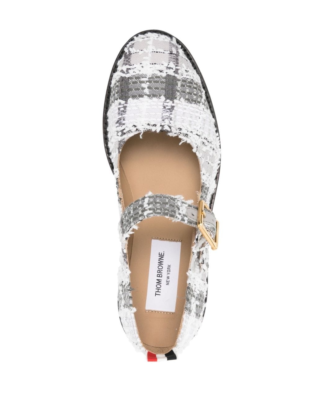 tartan-check tweed ballerina shoes - 4