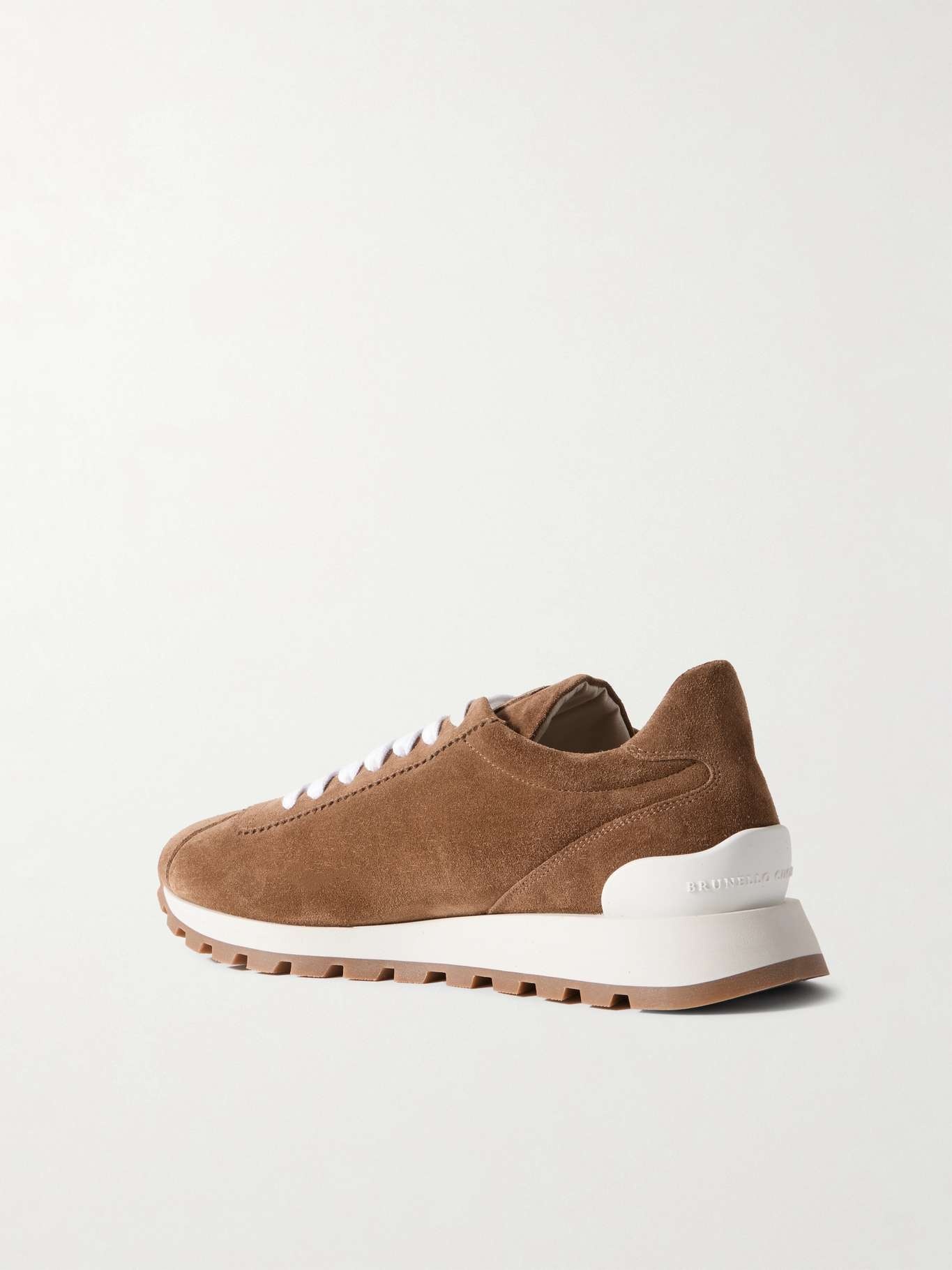 Bead-embellished suede sneakers Brown - 3