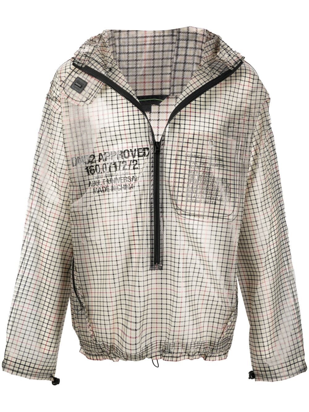 checked transparent parka - 1