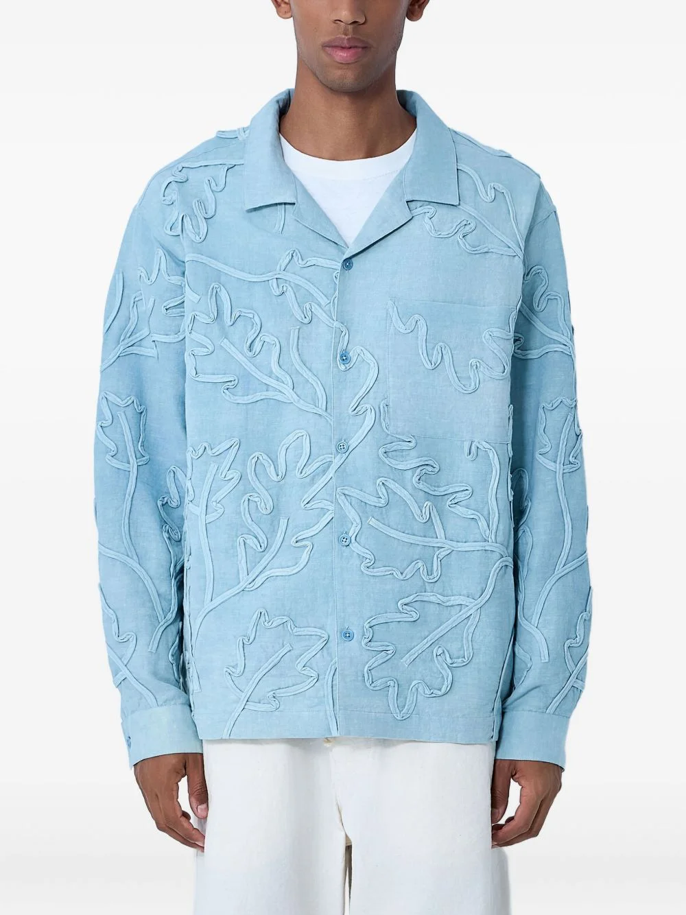 Greetings leaf-embroidered shirt - 1
