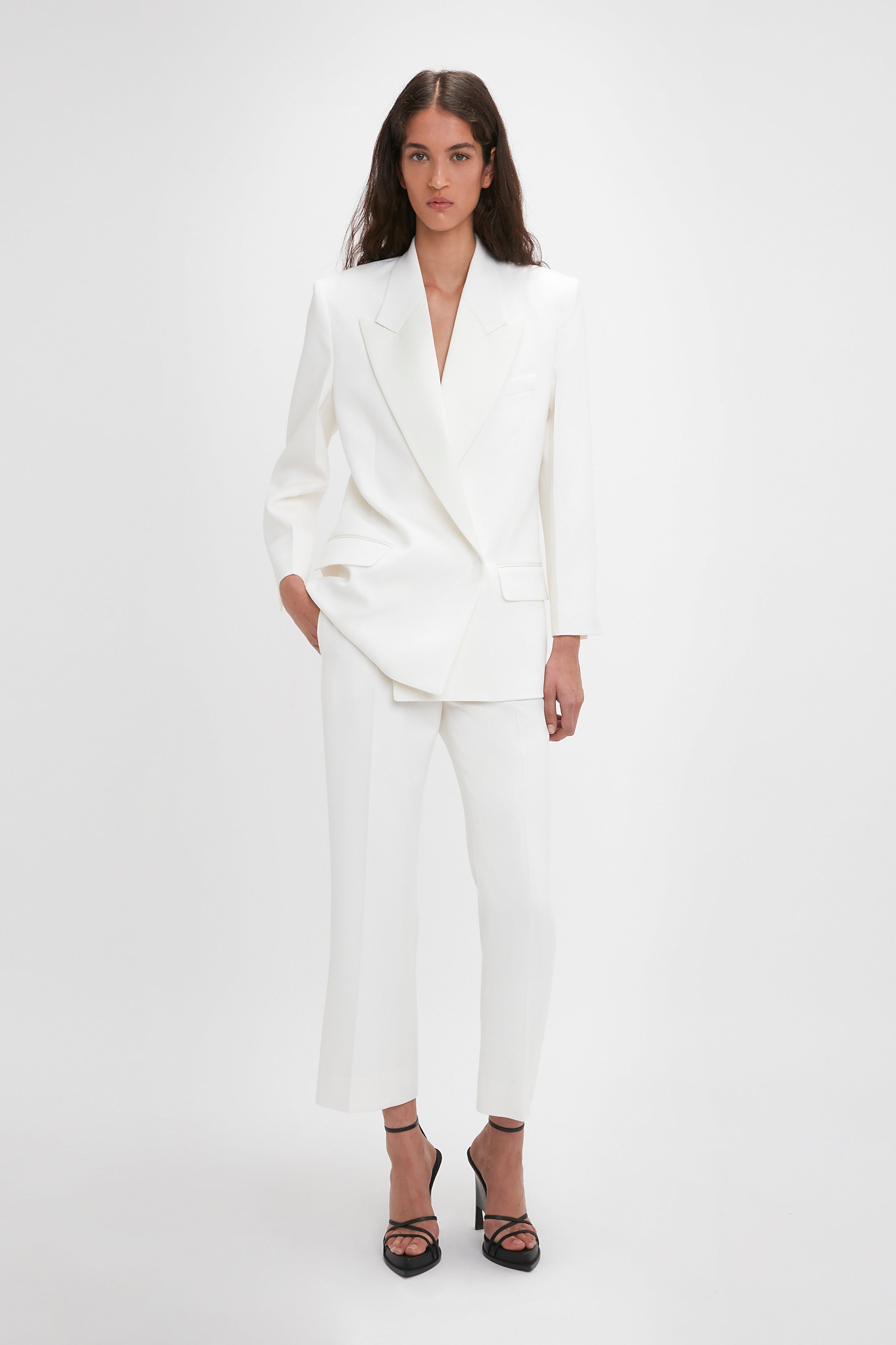 Exclusive Cropped Tuxedo Trouser In Ivory - 2