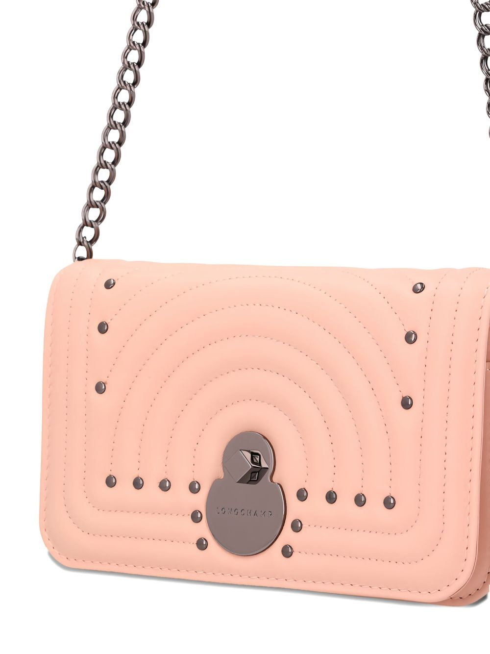 quilted stud-embellished wallet on chain - 3