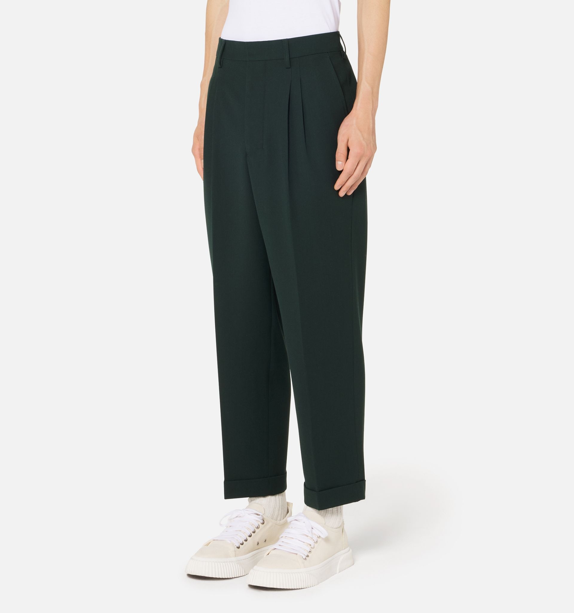 Carrot Fit Trousers With Hem And Pleats - 3