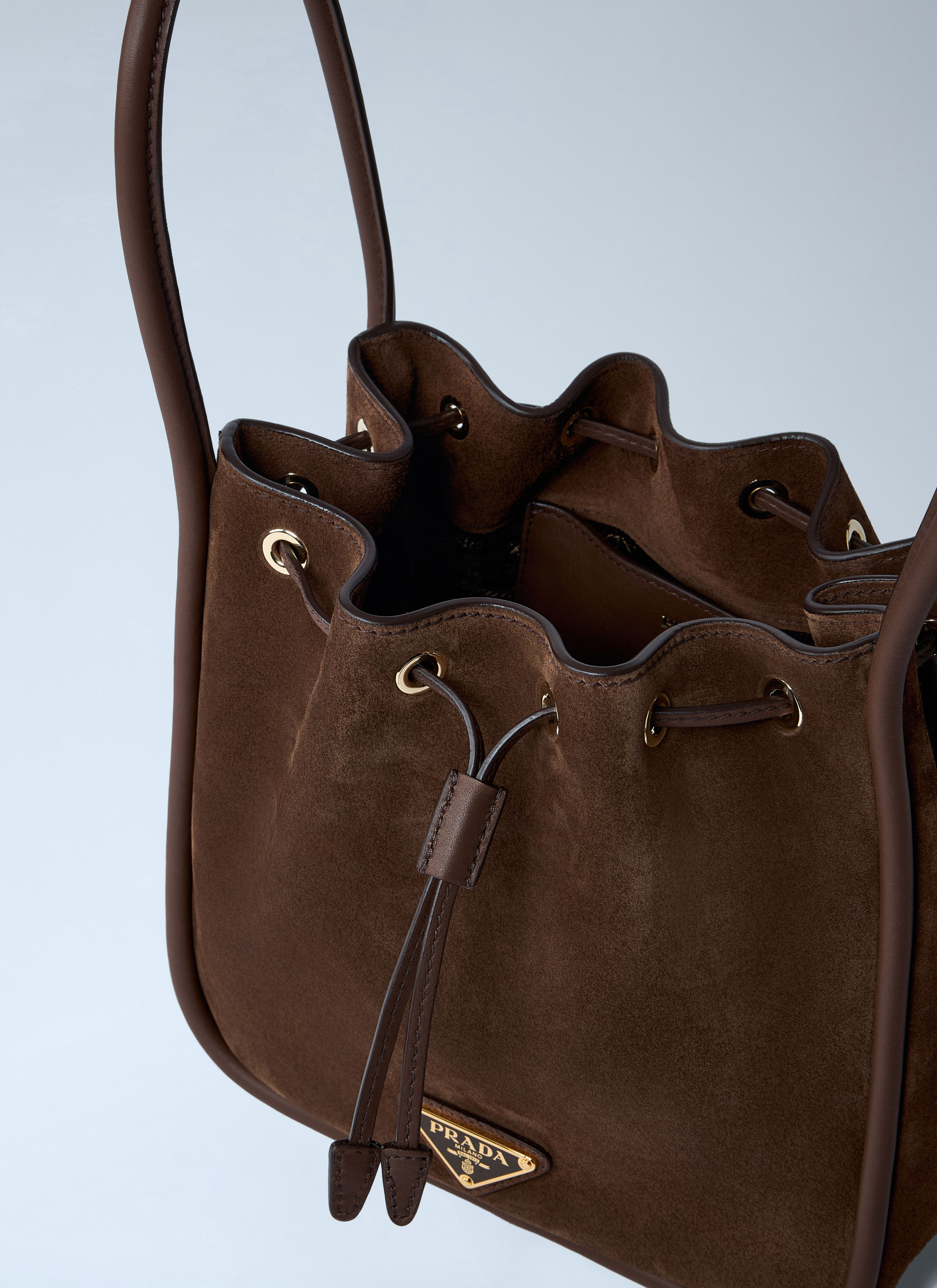 Suede Logo Plaque Handbag - 6