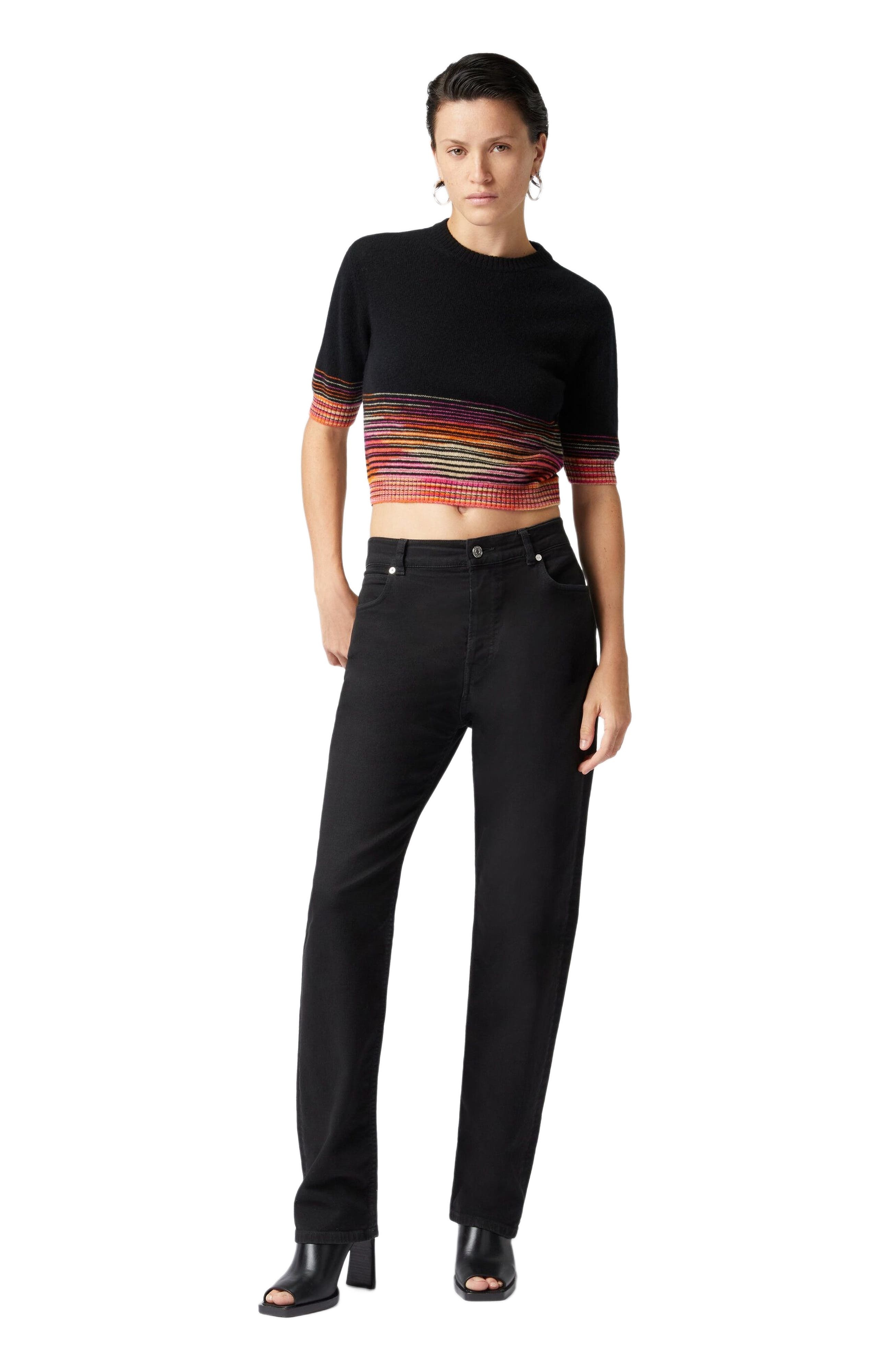 Missoni Short-sleeved Flared Cashmere Crewneck Crop Top in Multicoloured at Nordstrom - 1
