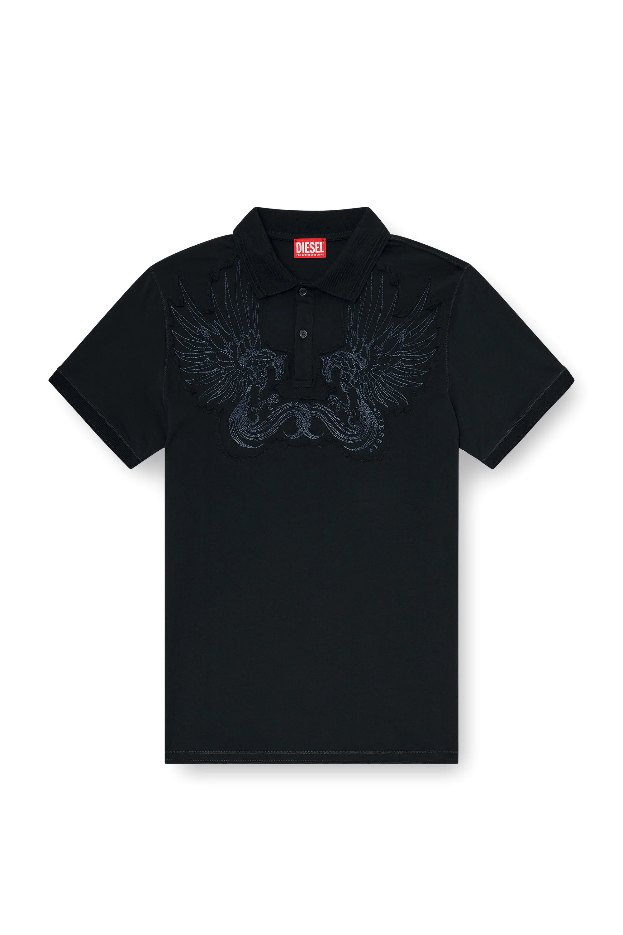 COTTON POLO WITH EMBROIDERED PATCH - 1
