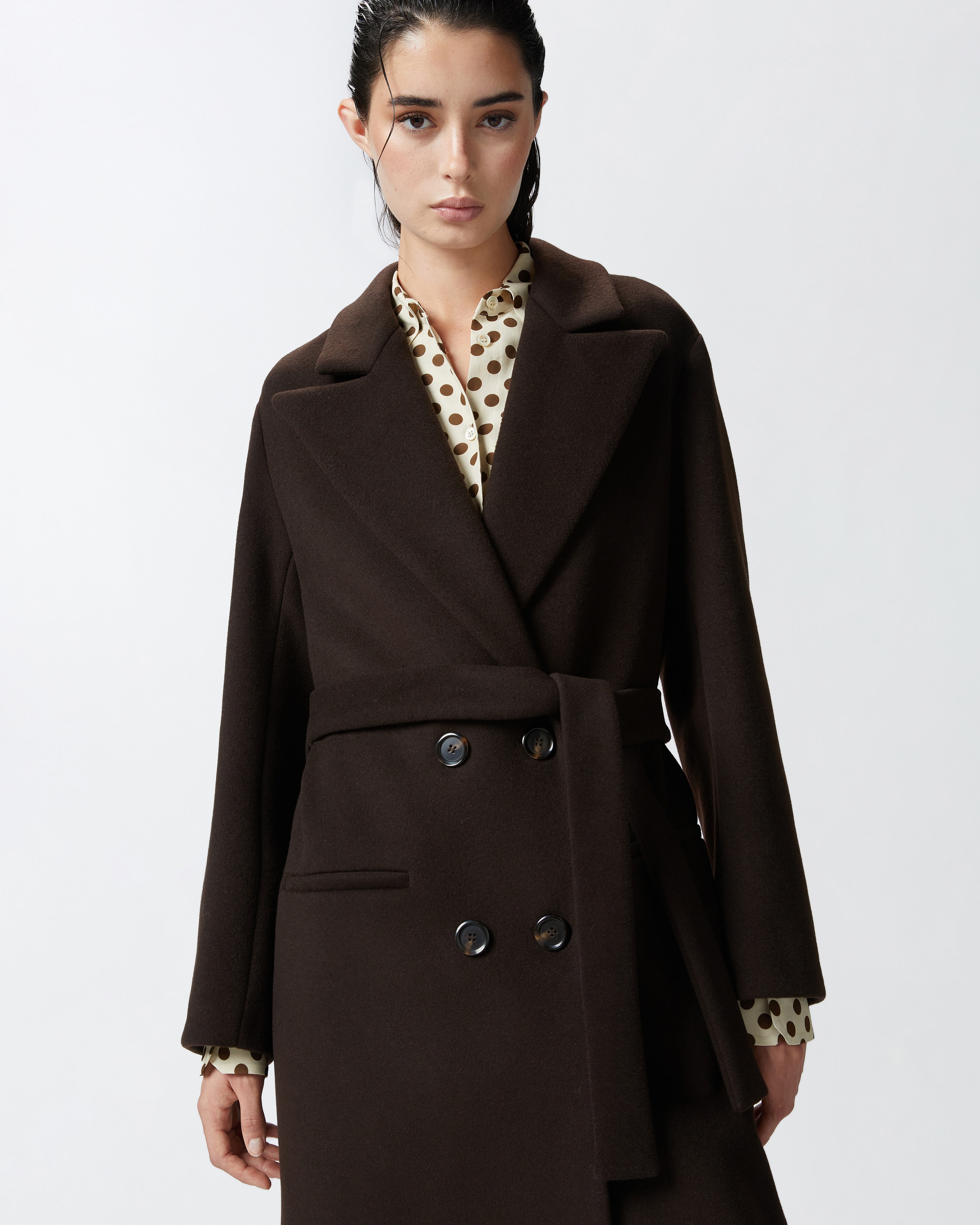 LONG DOUBLE-BREASTED COAT WITH MATCHING BELT - 3
