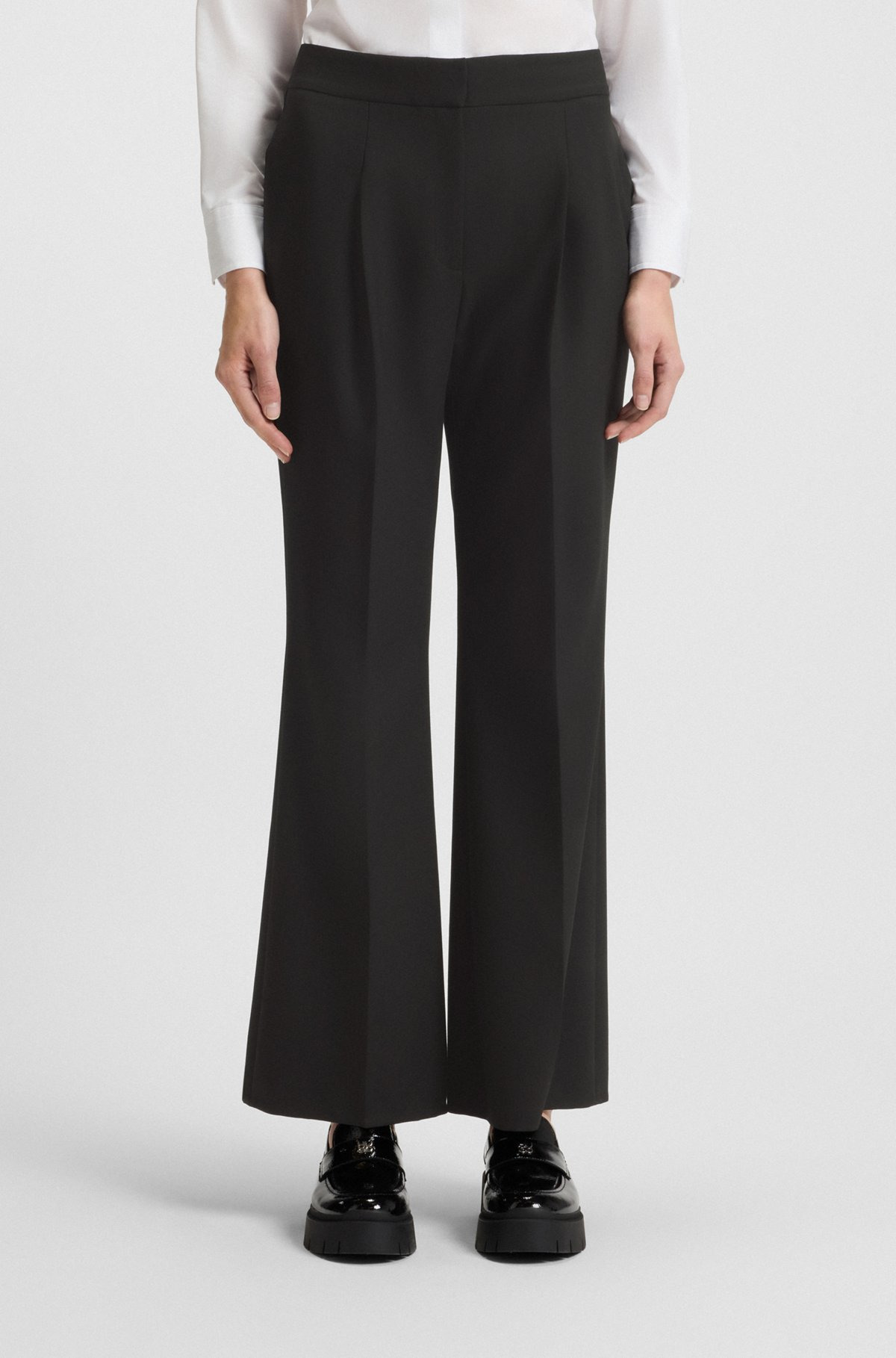 REGULAR-FIT PANTS WITH WIDE LEG IN STRETCH FABRIC - 2