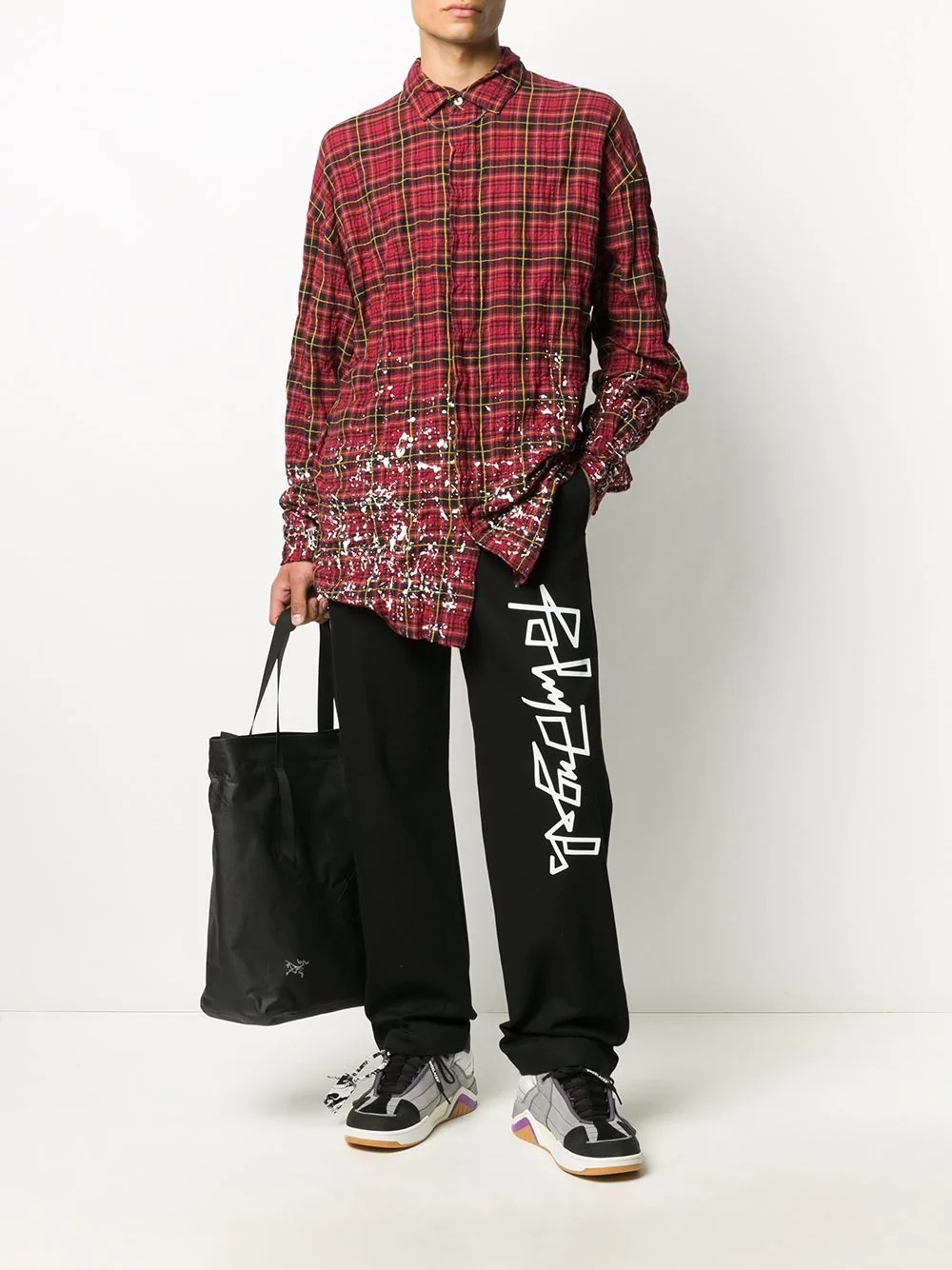 paint splatter-print check shirt - 2