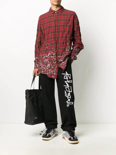 Palm Angels paint splatter-print check shirt outlook