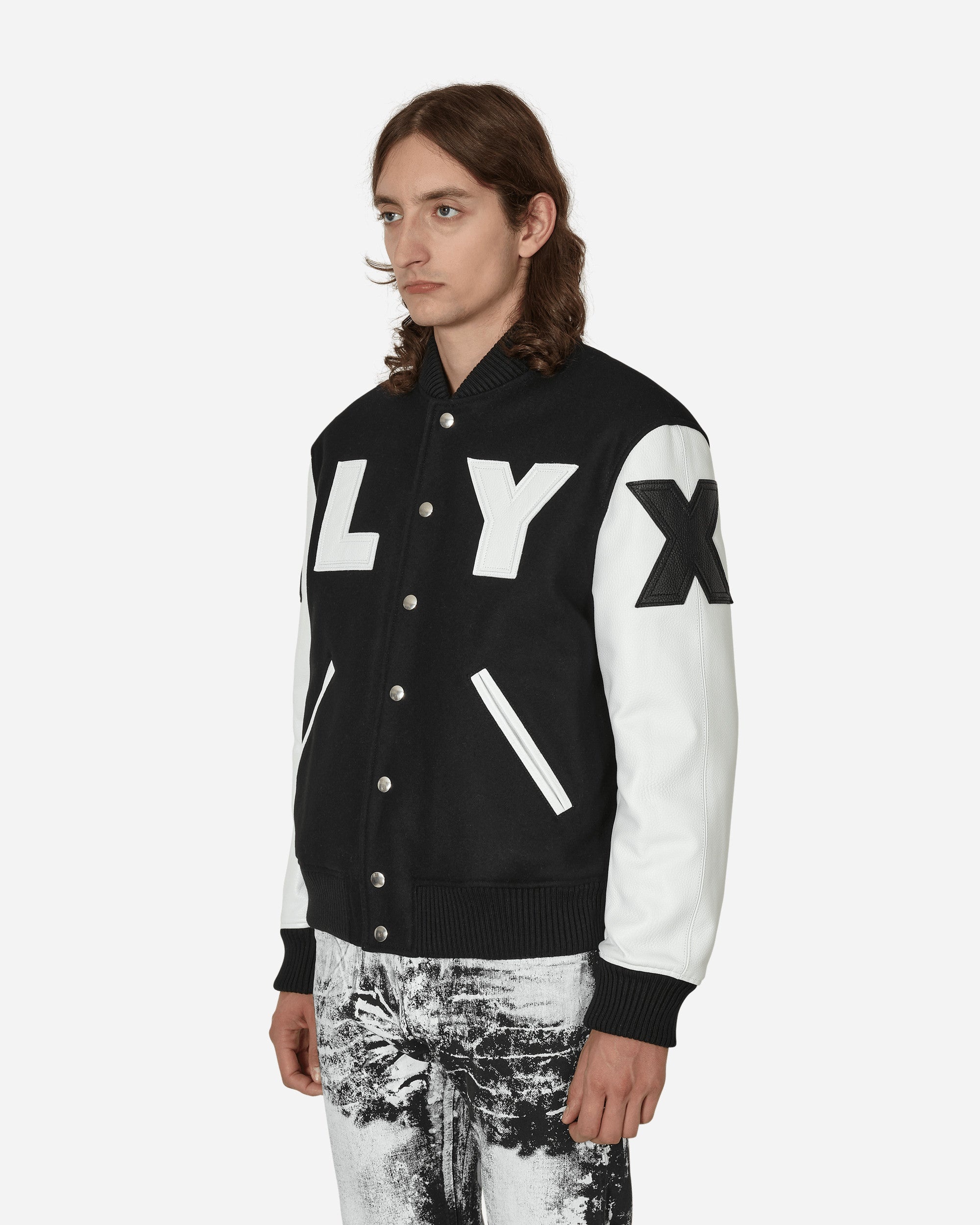 Leather Patch Logo Varsity Jacket Black - 2