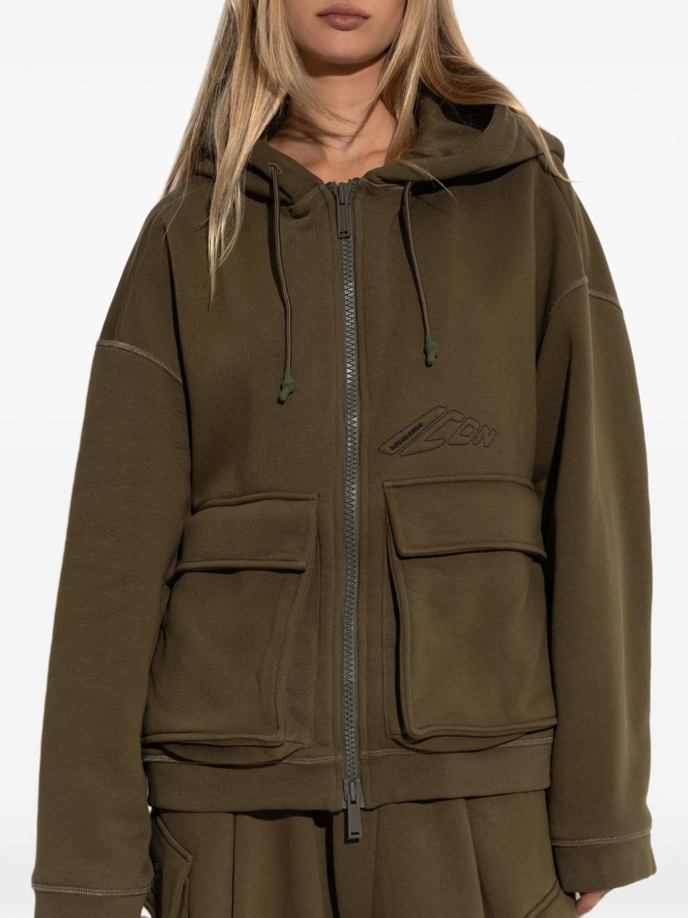 embroidered-logo hoodie - 3