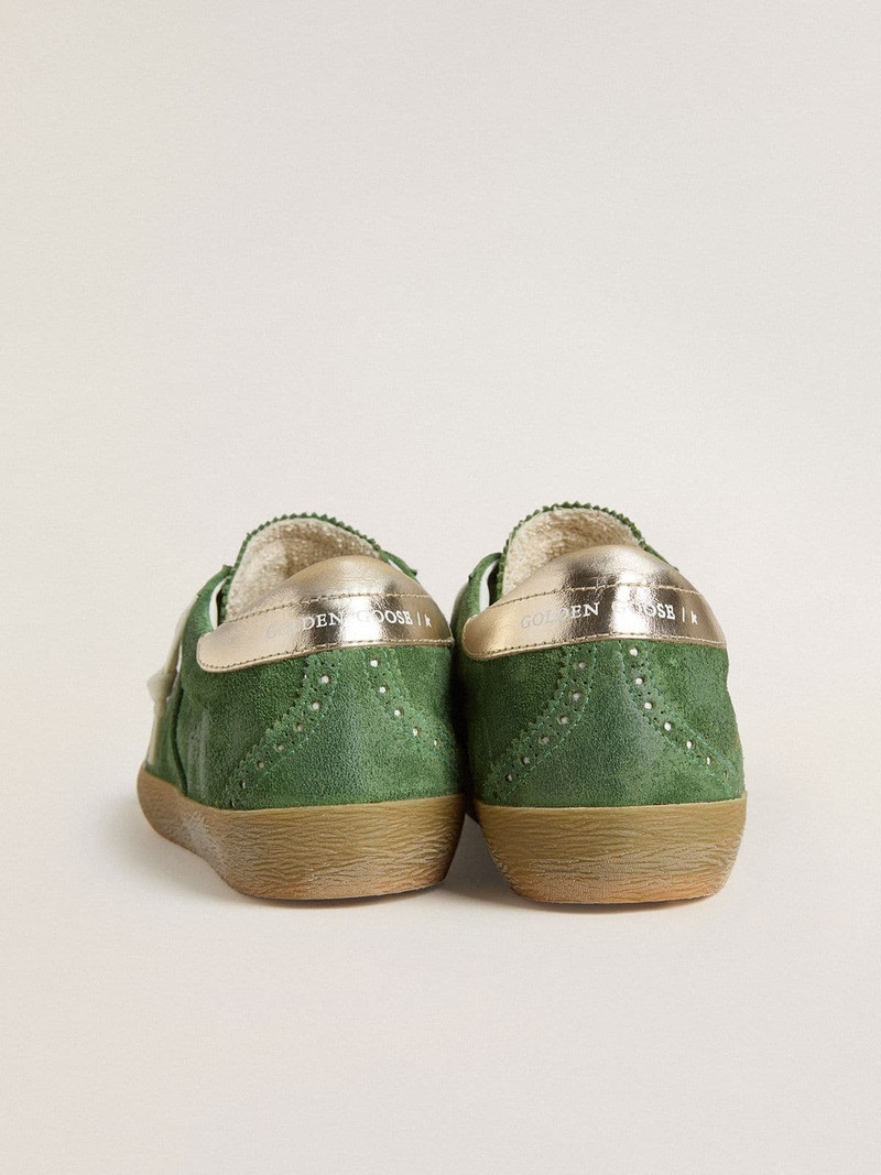 Women's Super-Star in green suede with white star 4