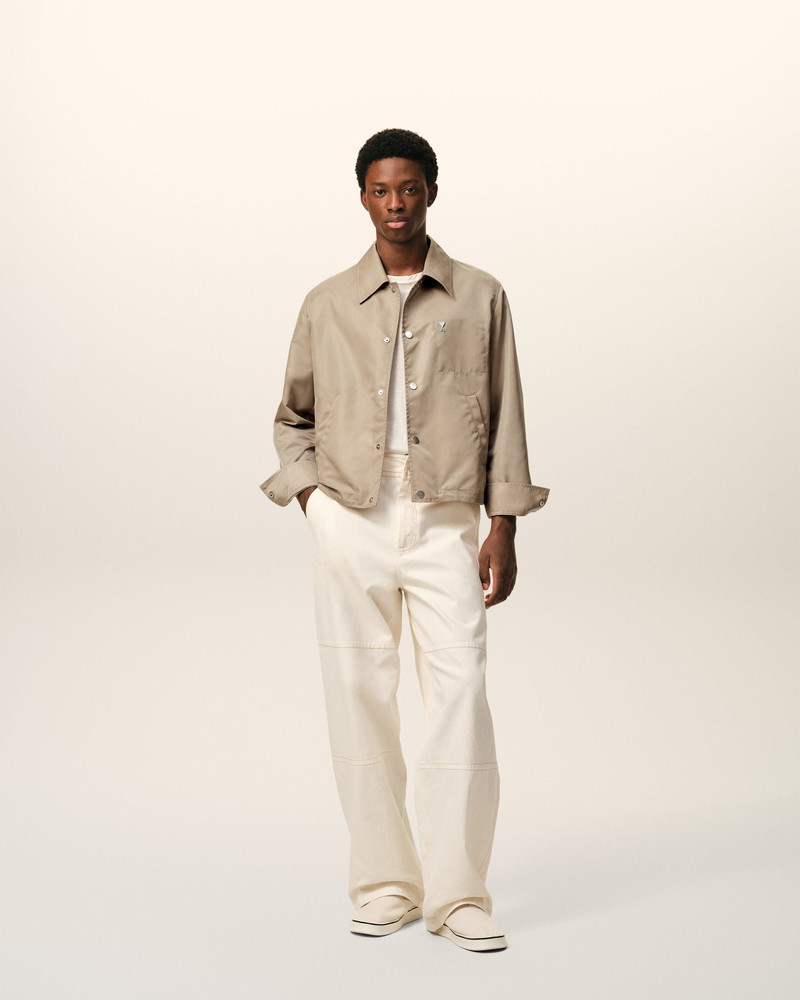 AMI Paris BEIGE NYLON AMI DE COEUR STUD BUTTONED JACKET outlook