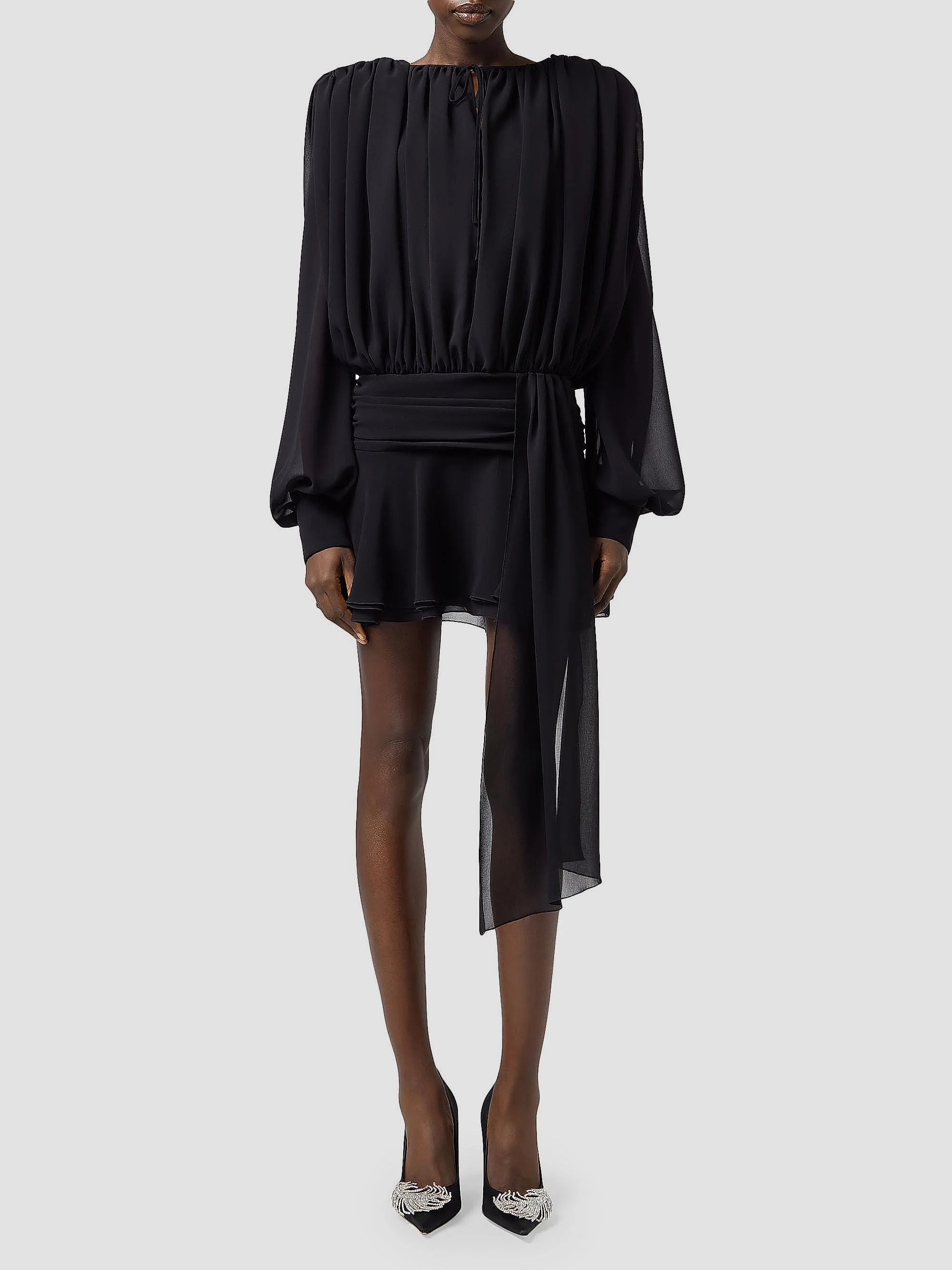 Women's Act II: The Fall Of Icarus Silk Blouson Minidress - Black - 1