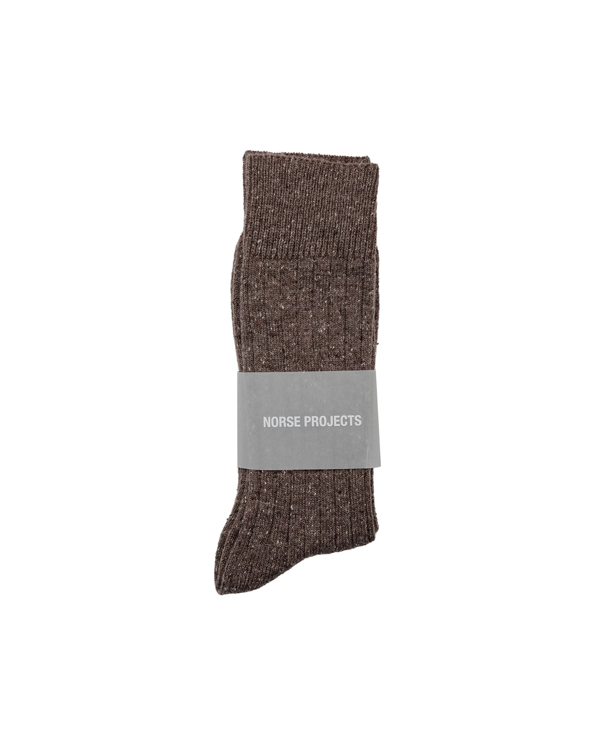 Bykle Neps Wool Rib Sock Walnut - 1