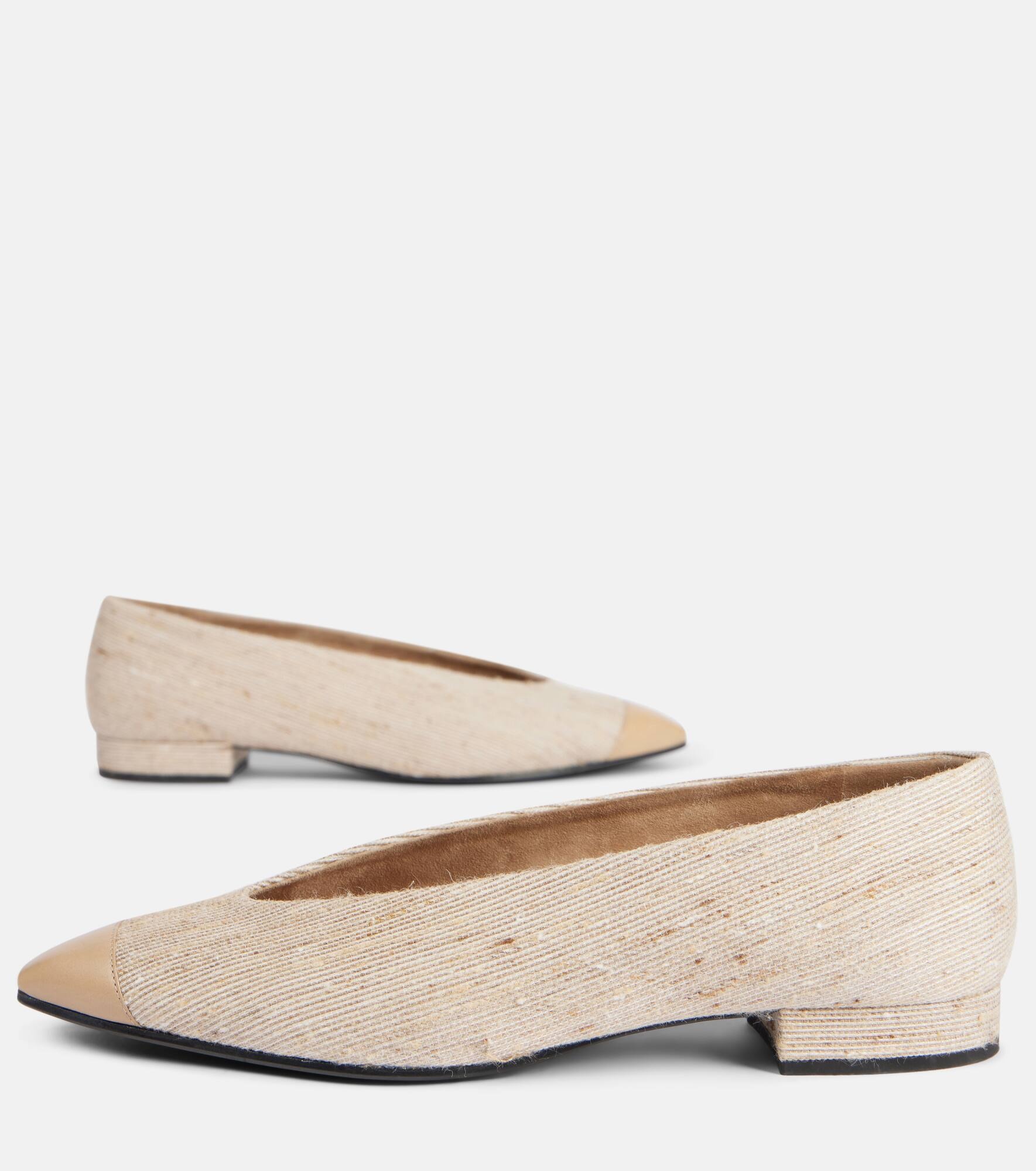 Rebecca leather-trimmed ballet flats - 5