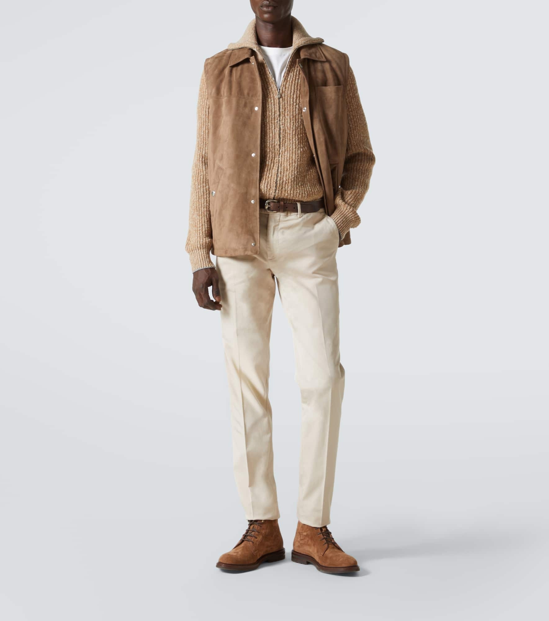 Mid-rise cotton-blend slim pants - 2