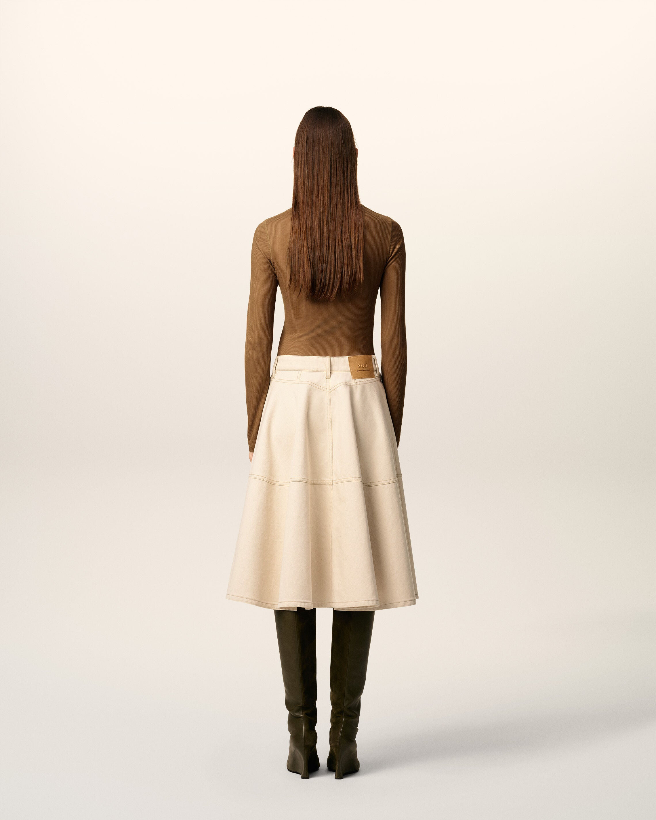 WHITE COTTON MIDI SKIRT - 4