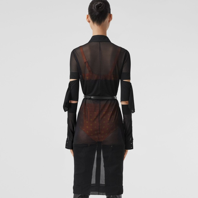 Cut-out Detail Sheer Jersey Shirt Dress 4