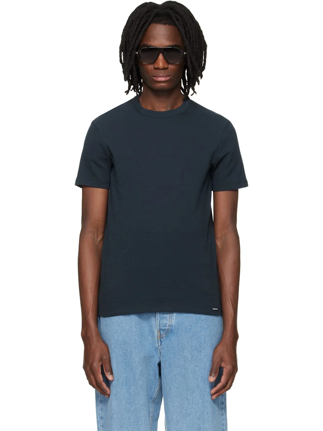 Navy Cotton Crewneck T-shirt - 1