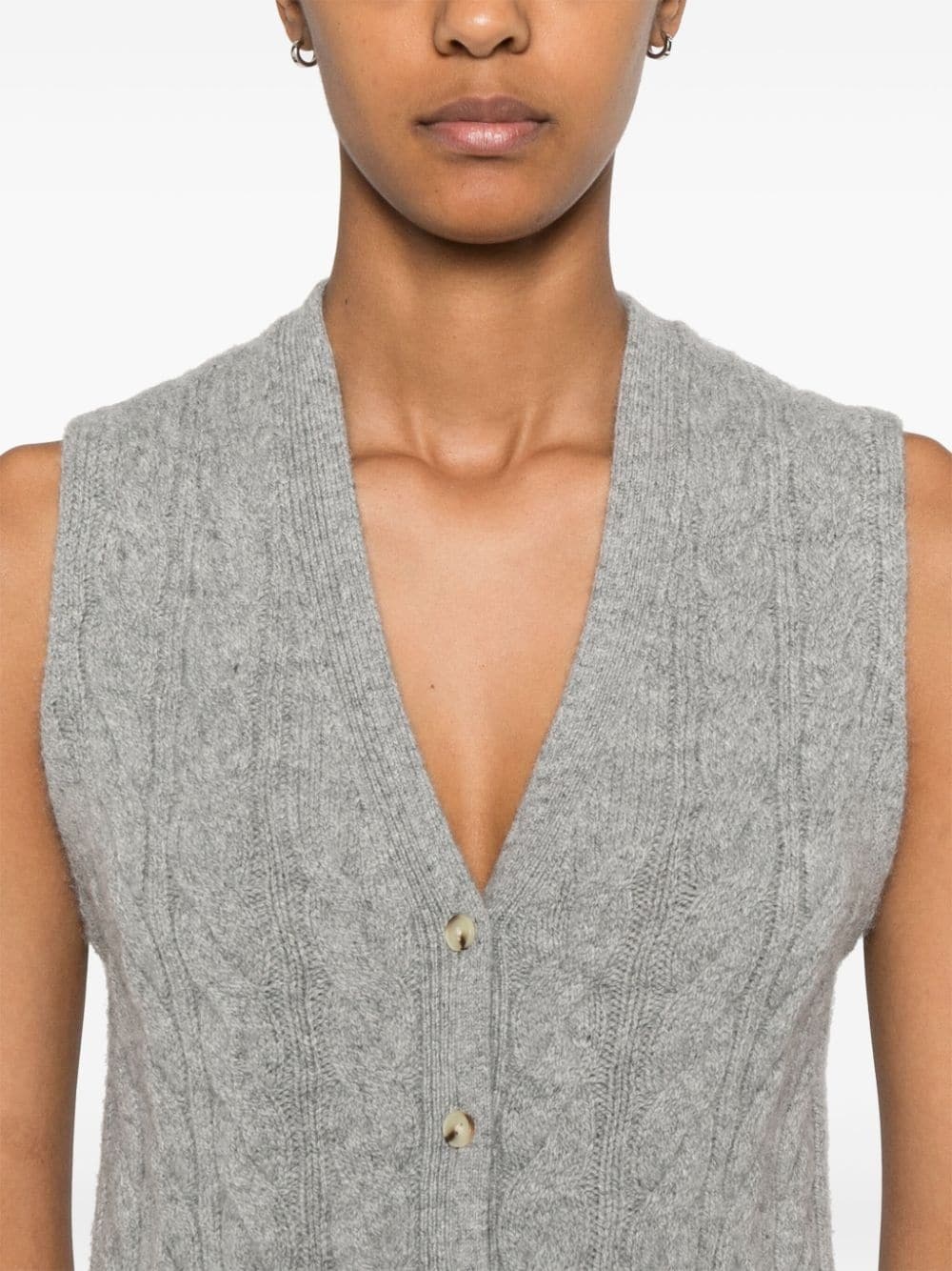 cable-knit button waistcoat - 5