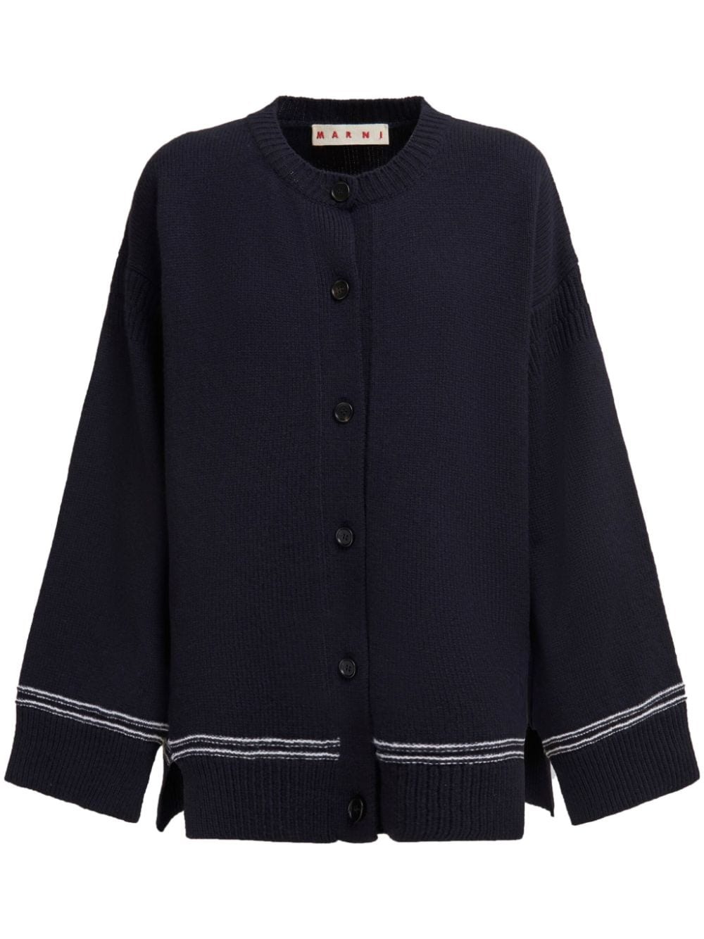 intarsia-knit logo cardigan - 1