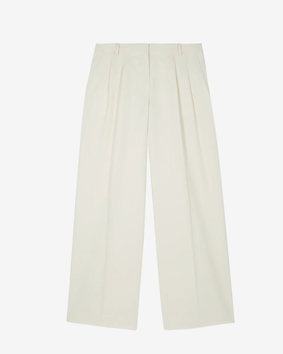 WIDE-LEG TAILORED PANTS IN UNBLEACHED LINEN AND COTTON - 1