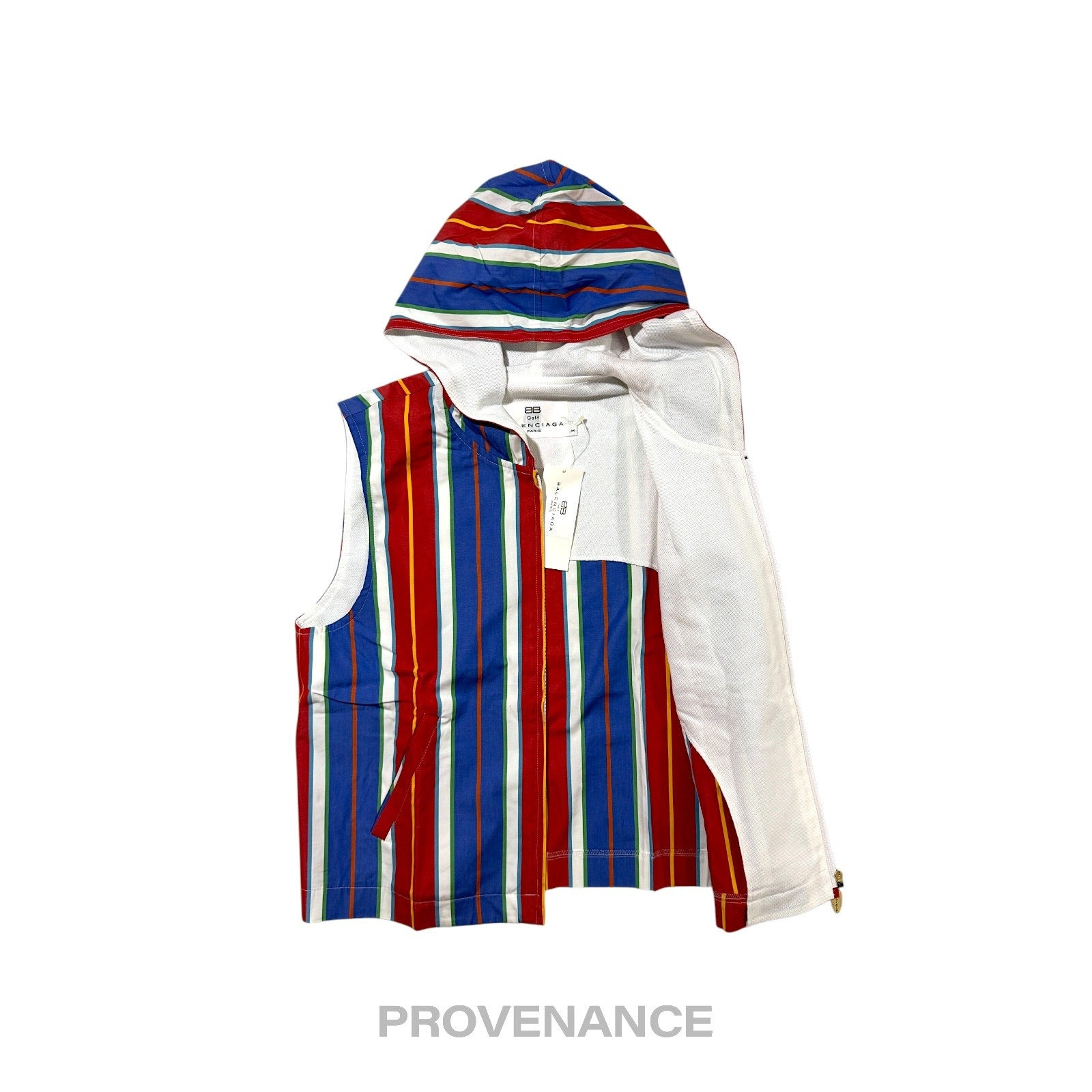 Balenciaga Golf Hoodie Vest - Striped Red Blue M - 2