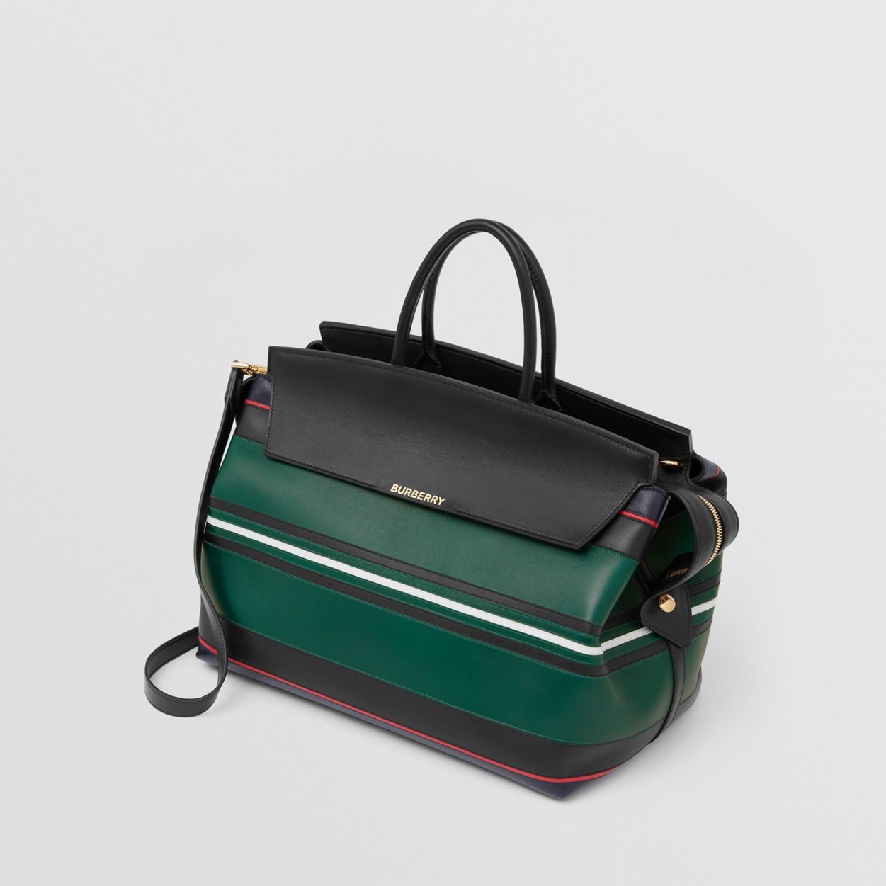 Stripe Detail Leather Large Catherine Bag - 4