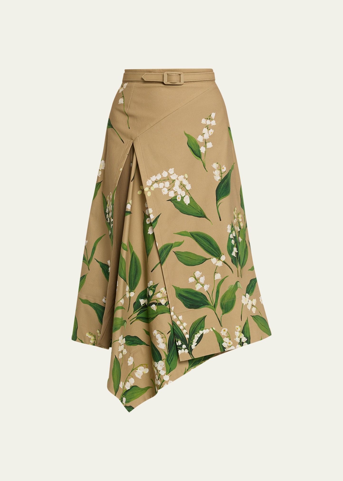 Lily Of The Valley Cotton Twill Midi Skirt - 1